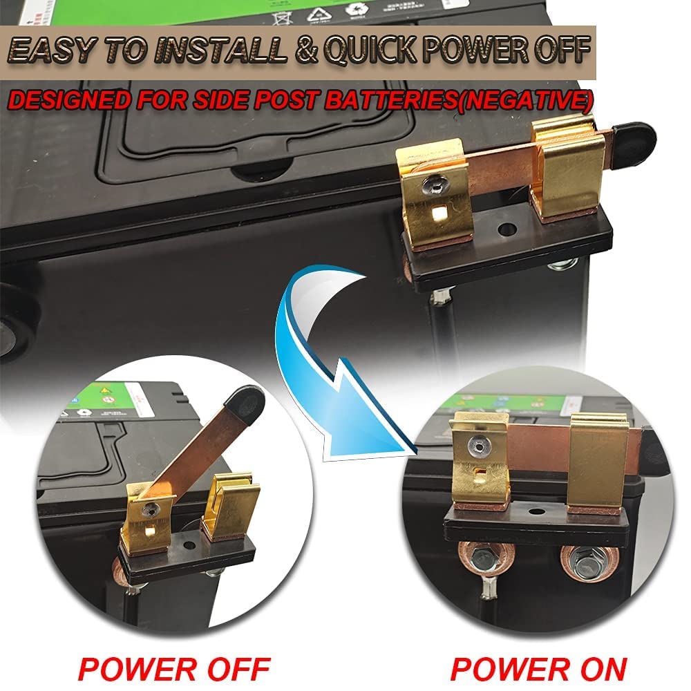 Side Post Knife Blade Master Switch, 12V 24V Battery Disconnect For Auto Car Rv-Marine Boat Truck Vehicle, Cut Off Shut Off (Sid