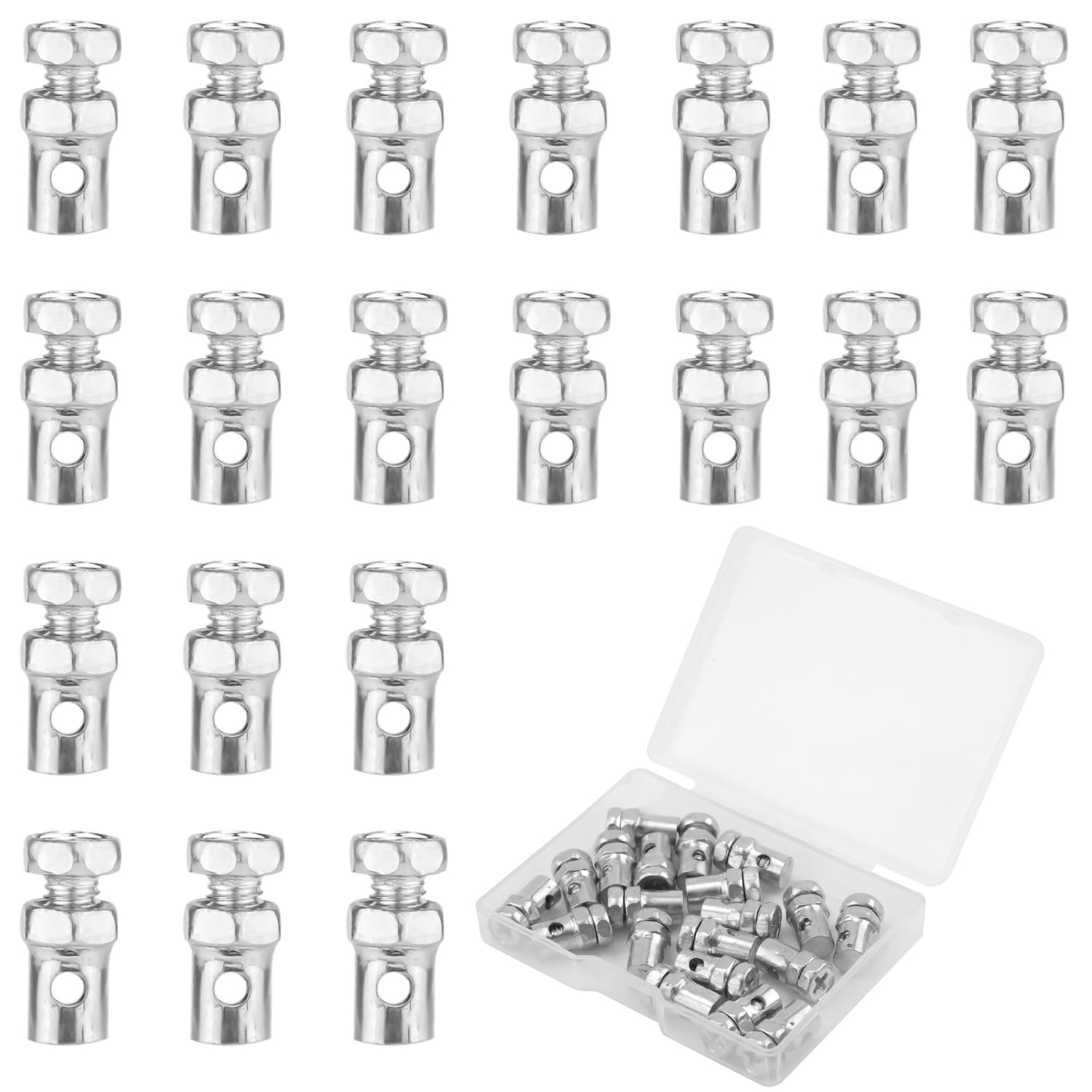 20Pcs Universal 1/8' Clutch Brake Throttle Cable Ends, Go Kart Throttle Cable Stops Locks Repair Kit Bicycle Brake Cable Crimp Ends For Bike Motorcycles Scooters Lawn Mowers Tractors Parts (Silver)