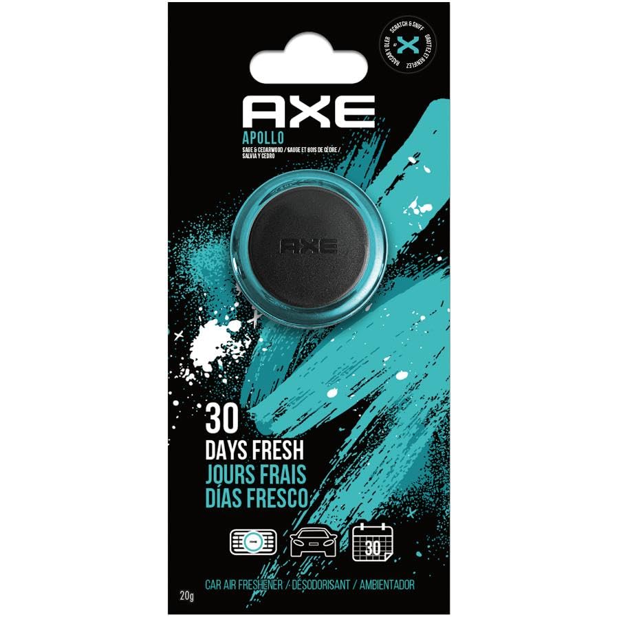 AXE Air Freshener Mini Vent Clip, Odor Eliminator, Air Purifier Provides A Long Lasting Scent (0.7 Fl Oz (Pack of 4), Apollo)