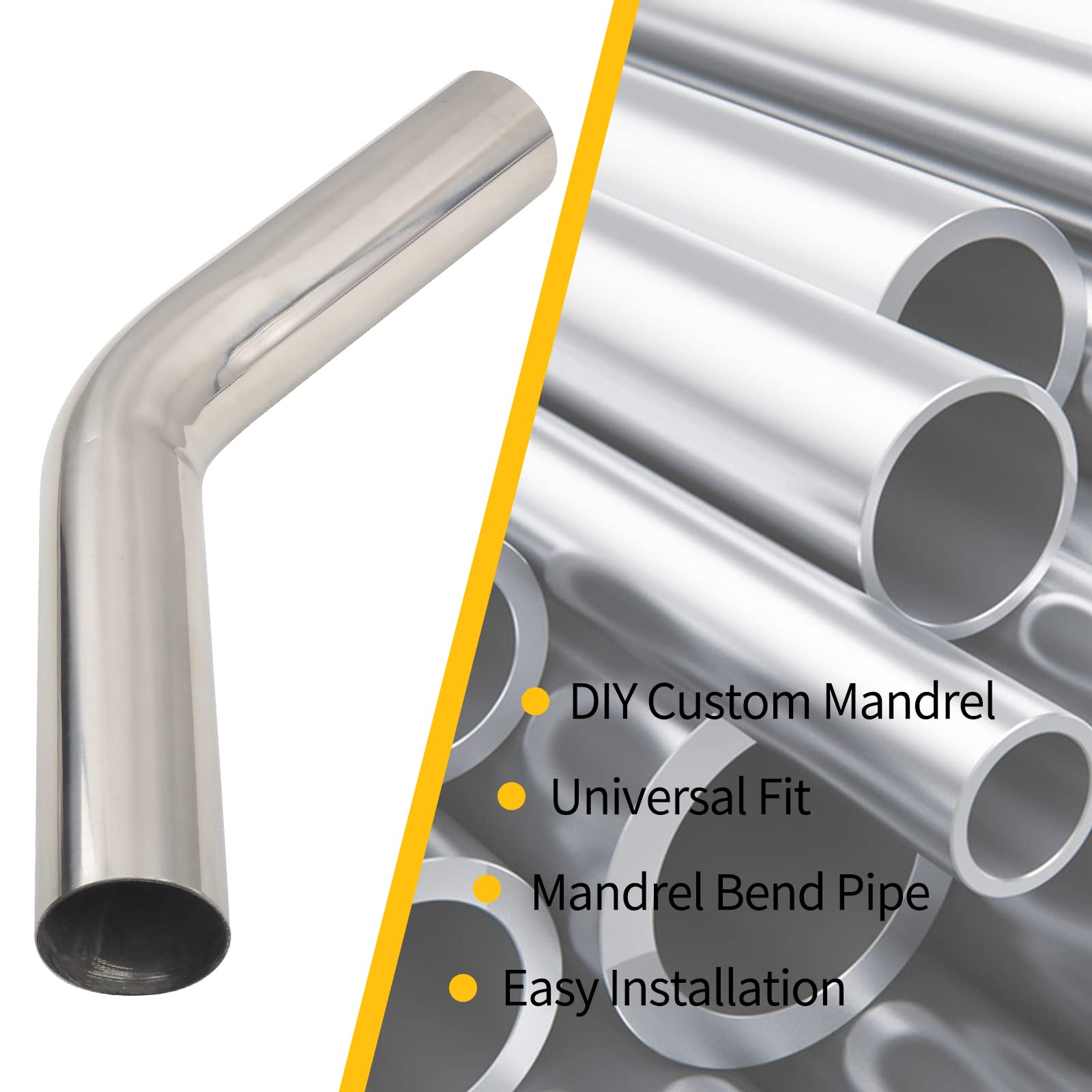 Fgjqefg 2 Inch 45 Degree Diy Custom Mandrel Exhaust Pipe Tube Pipe, T304 Stainless Steel, Universal Fit, 15.74 Inch End To End Length, 2'' Od Mandrel Bend Pipe 2Pcs