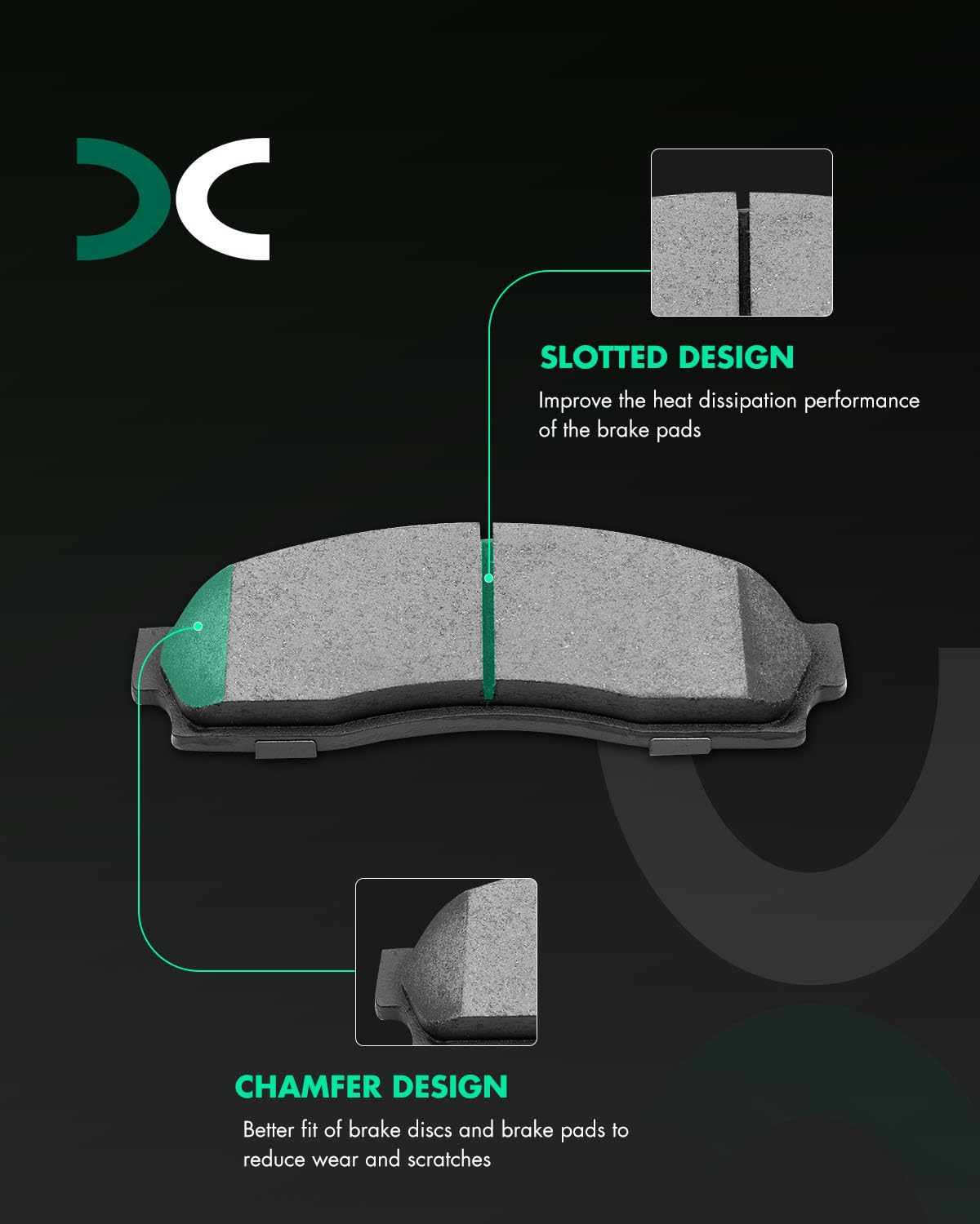 Scitoo D833 D881 Front Rear Ceramic Brake Pads Sets Fit For Ford For Explorer 2002-2005,For Mercury Mountaineer 2002-2005