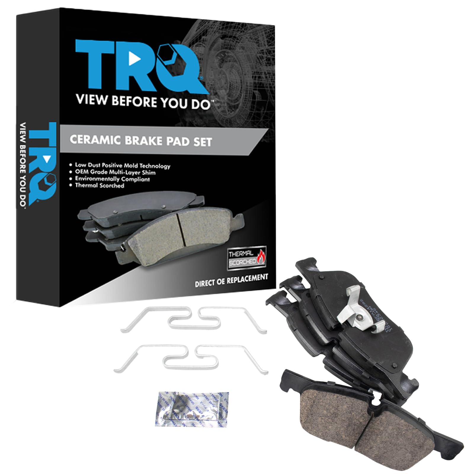 TRQ Front Brake Pads Ceramic Compatible with 2018-2019 Jaguar E-Pace 2017-2019 F-Pace 2017-2020 XE XF 2015-2019 Land Rover Disco