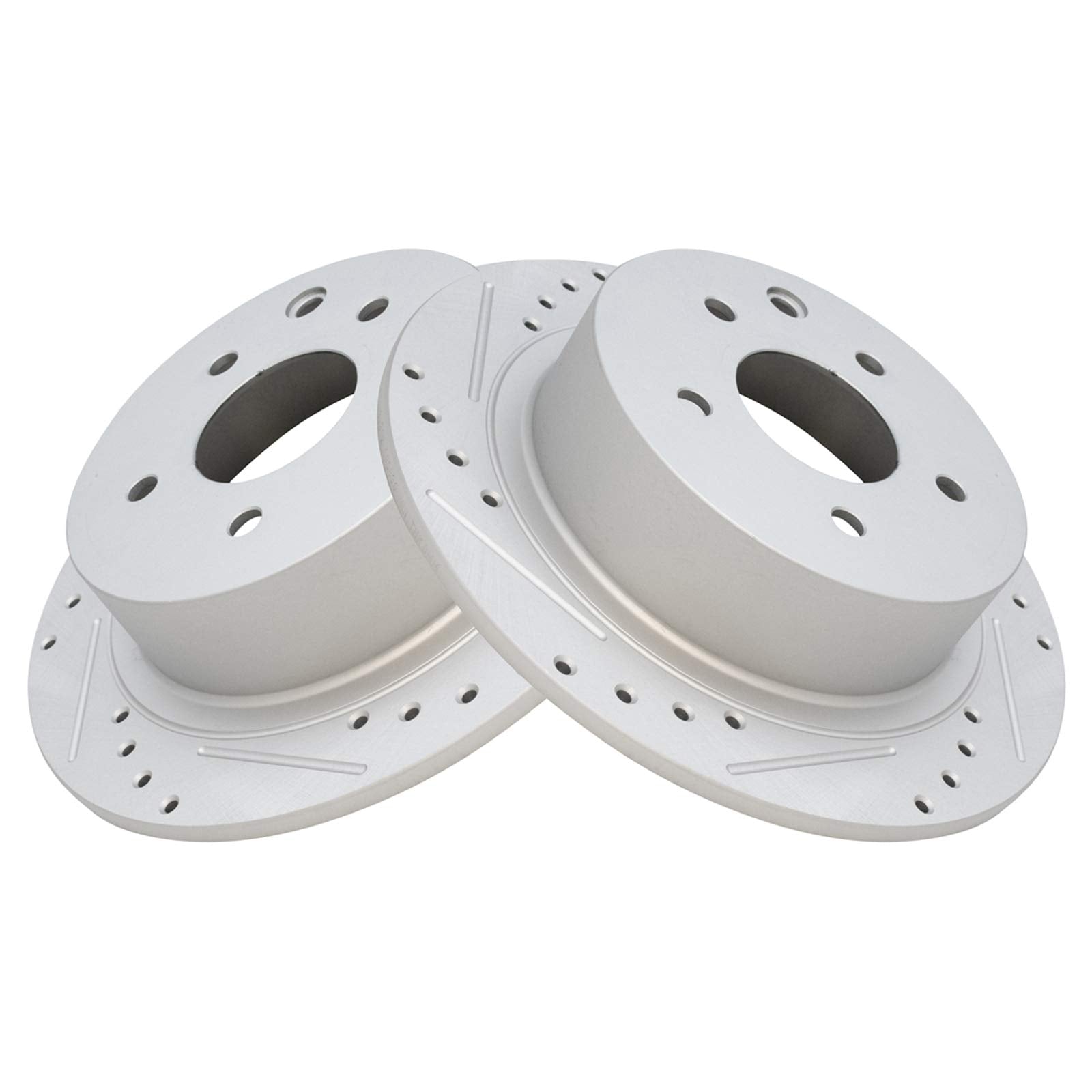 Trq Rear Performance Brake Rotors Set Solid Premium G-Coated Cross Drilled & Slotted Compatible With 2002-2022 Nissan Altima 201