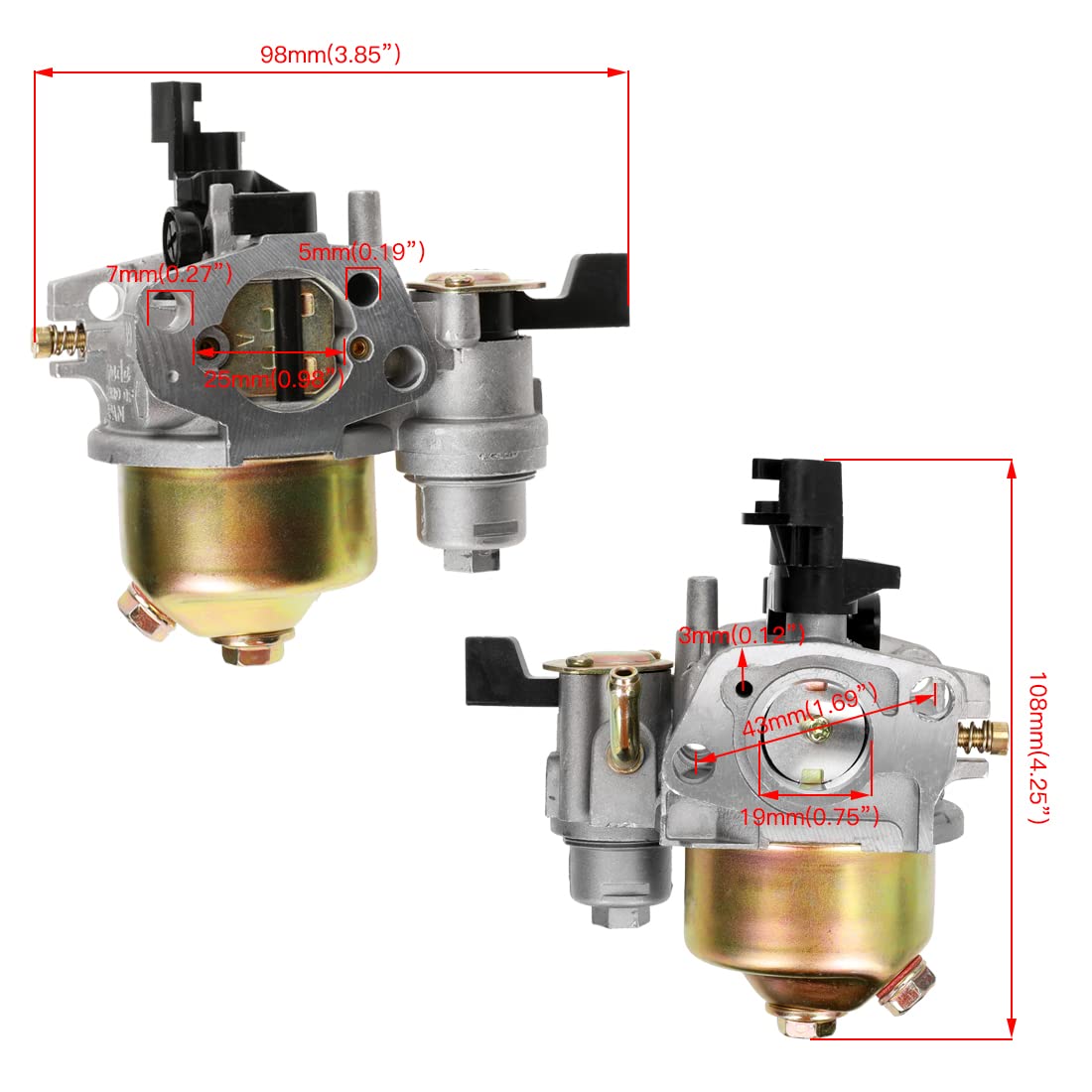 Yoxufa 212Cc Carburetor Main Jet Kit For Coleman Ct200U Ct200U-Ex Bt200X Kt196 Predator 212Cc 224Cc 196Cc Baja Warrior Mb200 Mini Bike Gx160 6.5Hp Trailmaster Xrx Go Kart Powersports Parts
