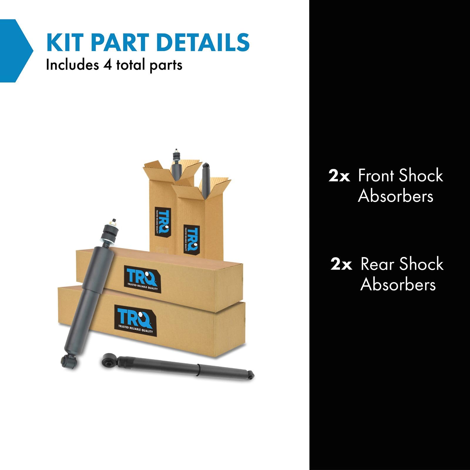 Trq Front And Rear Shock Absorber Set Compatible With 1994-2001 Dodge Ram 1500 1994-2002 Ram 2500 Ram 3500