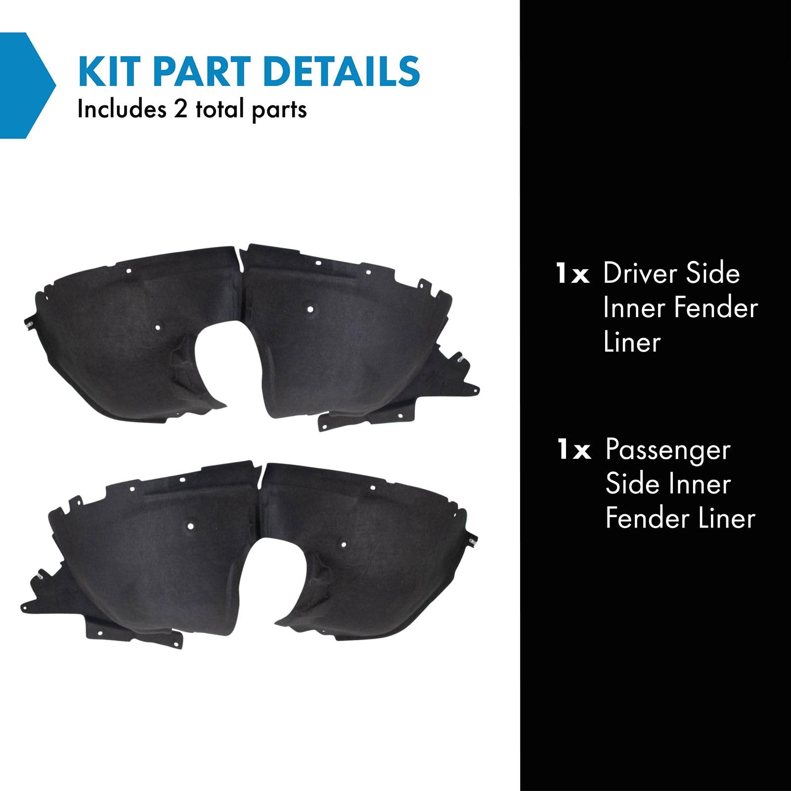 Trq Inner Fender Liner Set Compatible With 2020-2021 Buick Encore Gx Gm1248320 Gm1249320