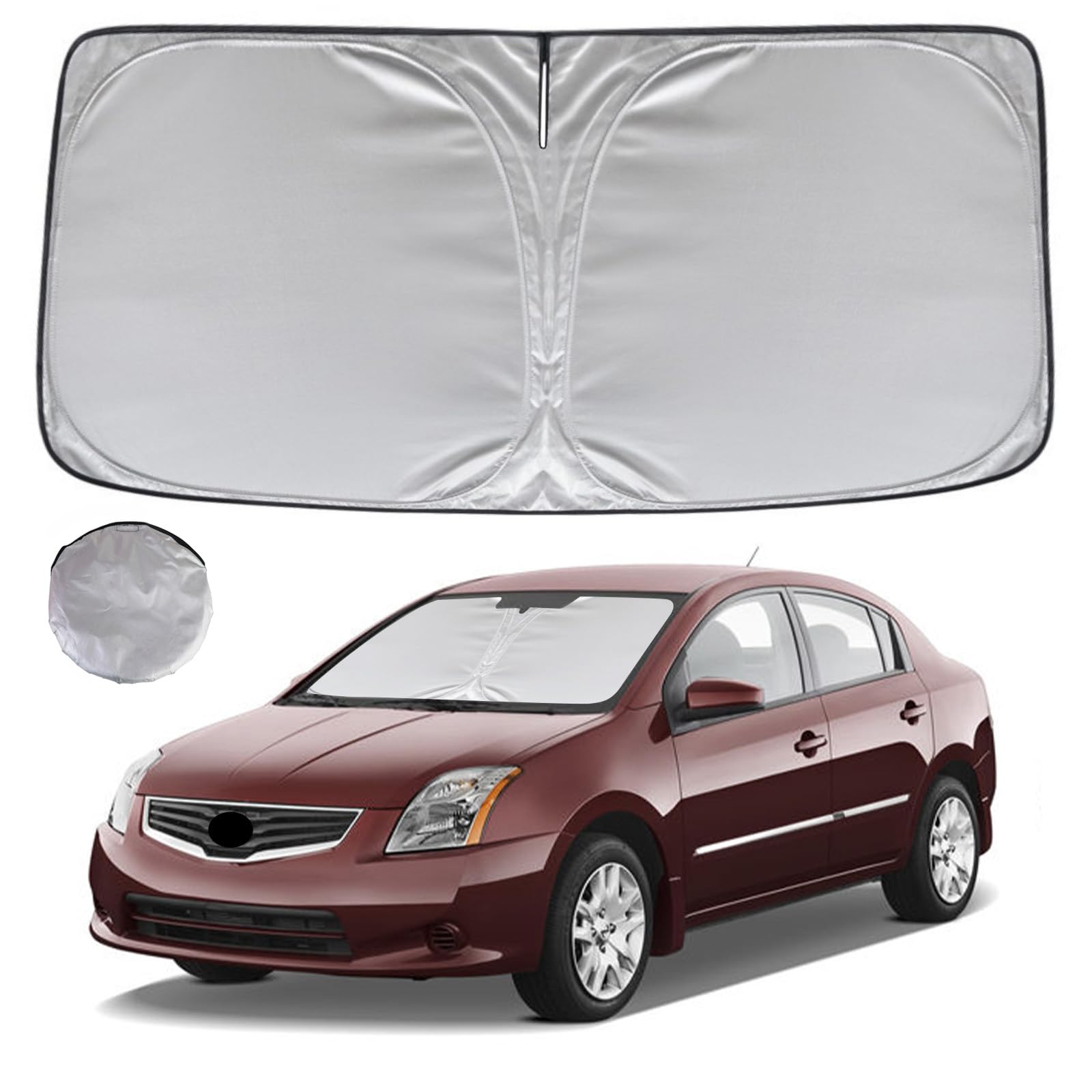 Kayzt Windshield Sun Shade For 2007-2012 Nissan Sentra Foldable Sunshade Front Window Custom Fit Car Accessories