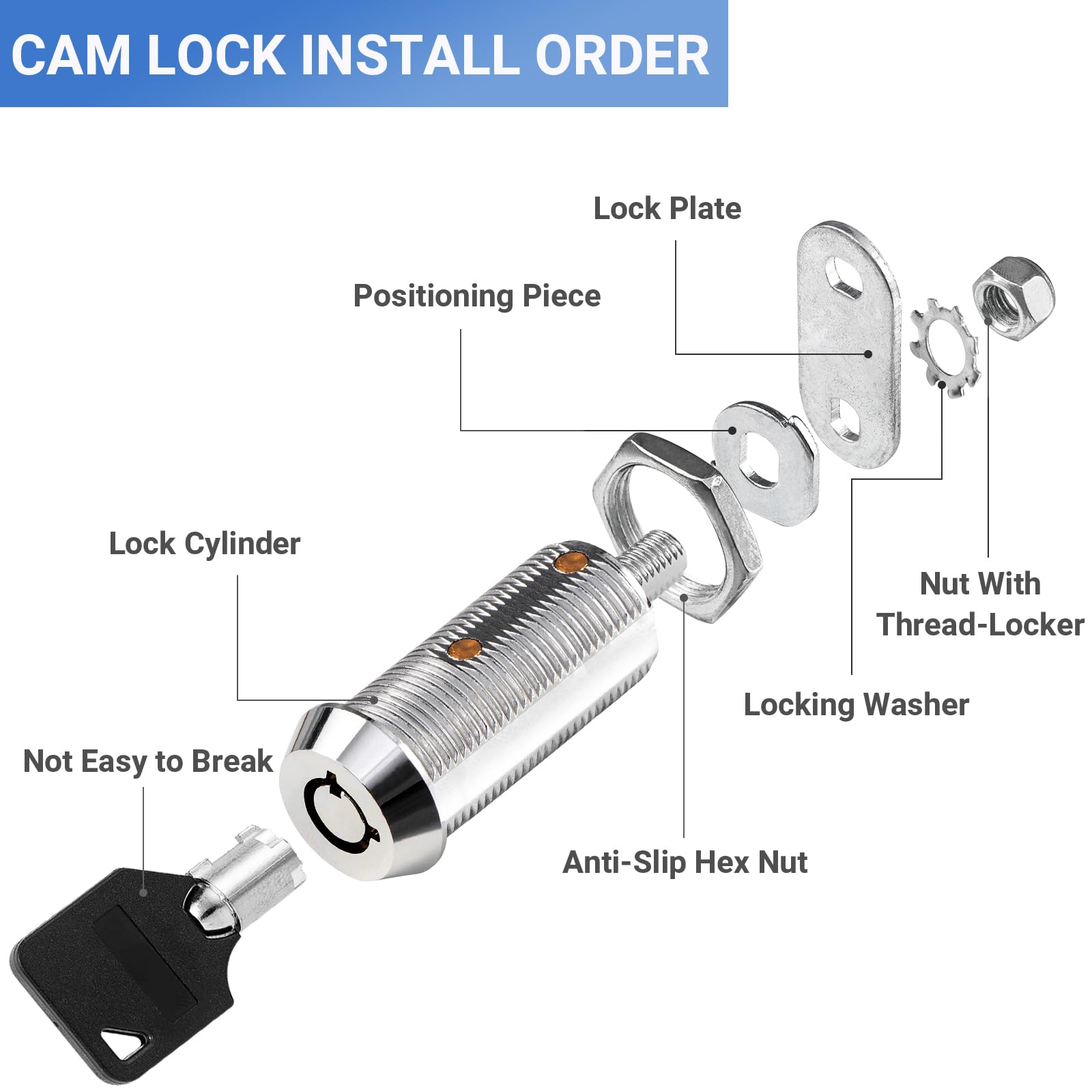 Sissinda Cam Locks Rv Storage Keyed Alike, 1-1/2'' Fits 1-1/4'' Max Door Thickness, Compartment Locks For Camper Trailer Cabinet