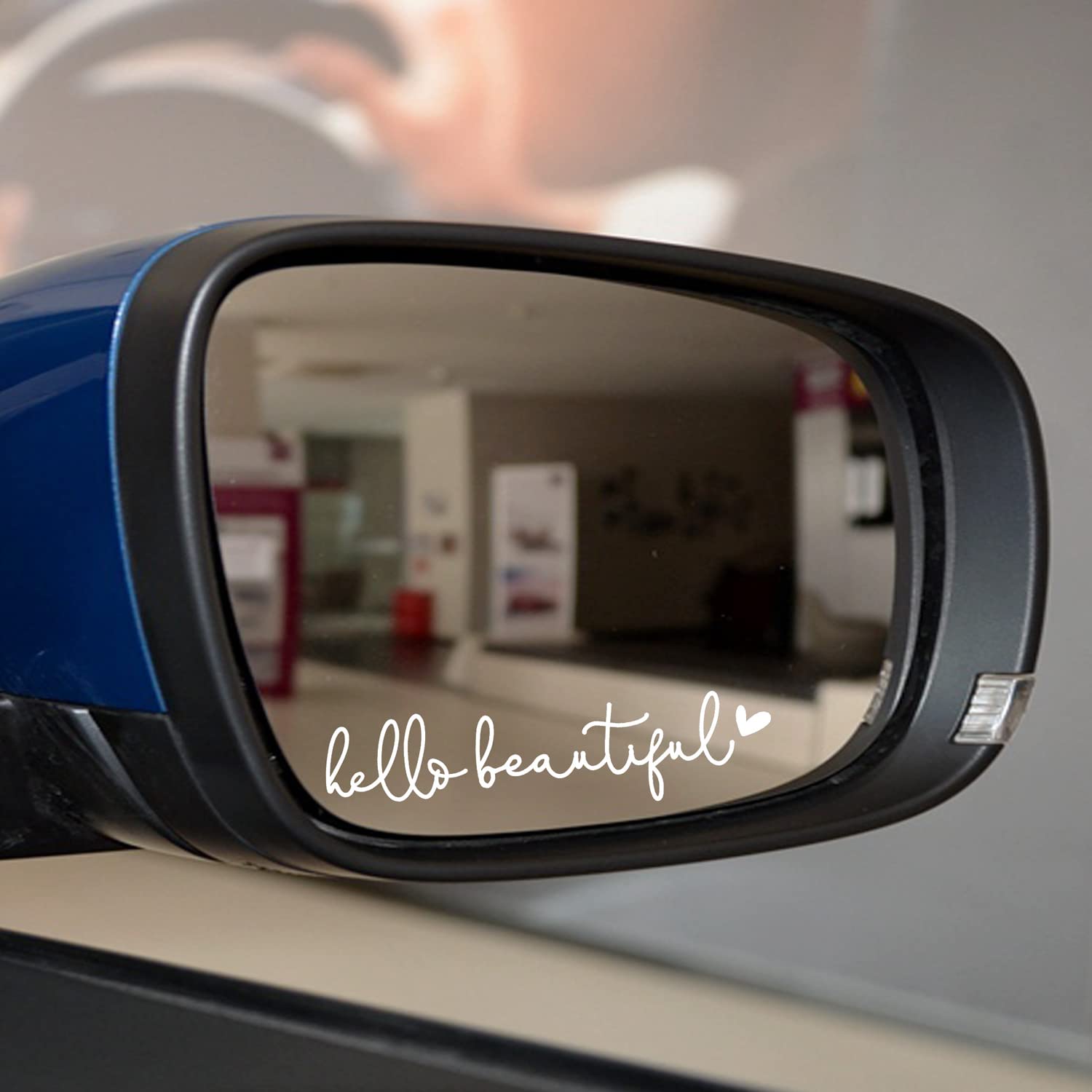 3X Hello Beautiful Rearview Mirror Decal, Vanity Mirror Stickers, Rear View Mirror Vinyl Decal, Car Accessories Gifts, Car Decal