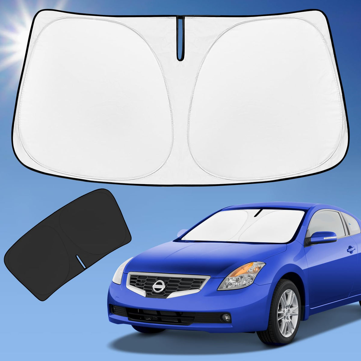Sun Shade Sunshade for Nissan Altima Windshield Cover, 4-Layer Front Window Shade Custom fit Altima 2008-2012 Sun Visor 240T Ret