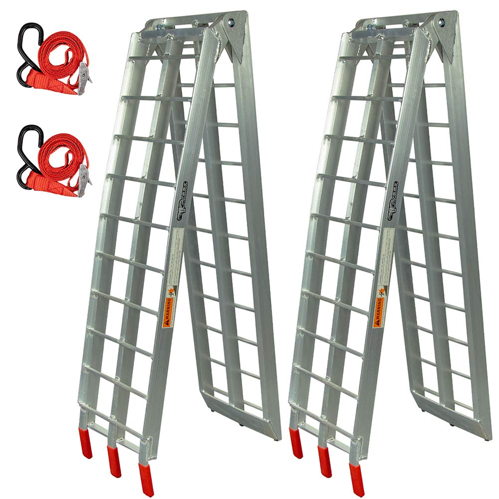 Pit Posse Pp2755P Pair Of Lawn Mower Atv Folding Loading Ramps Made Of Aluminum 89'' 1500Lbs Rated - Pick Up Truck Ramps For Dir