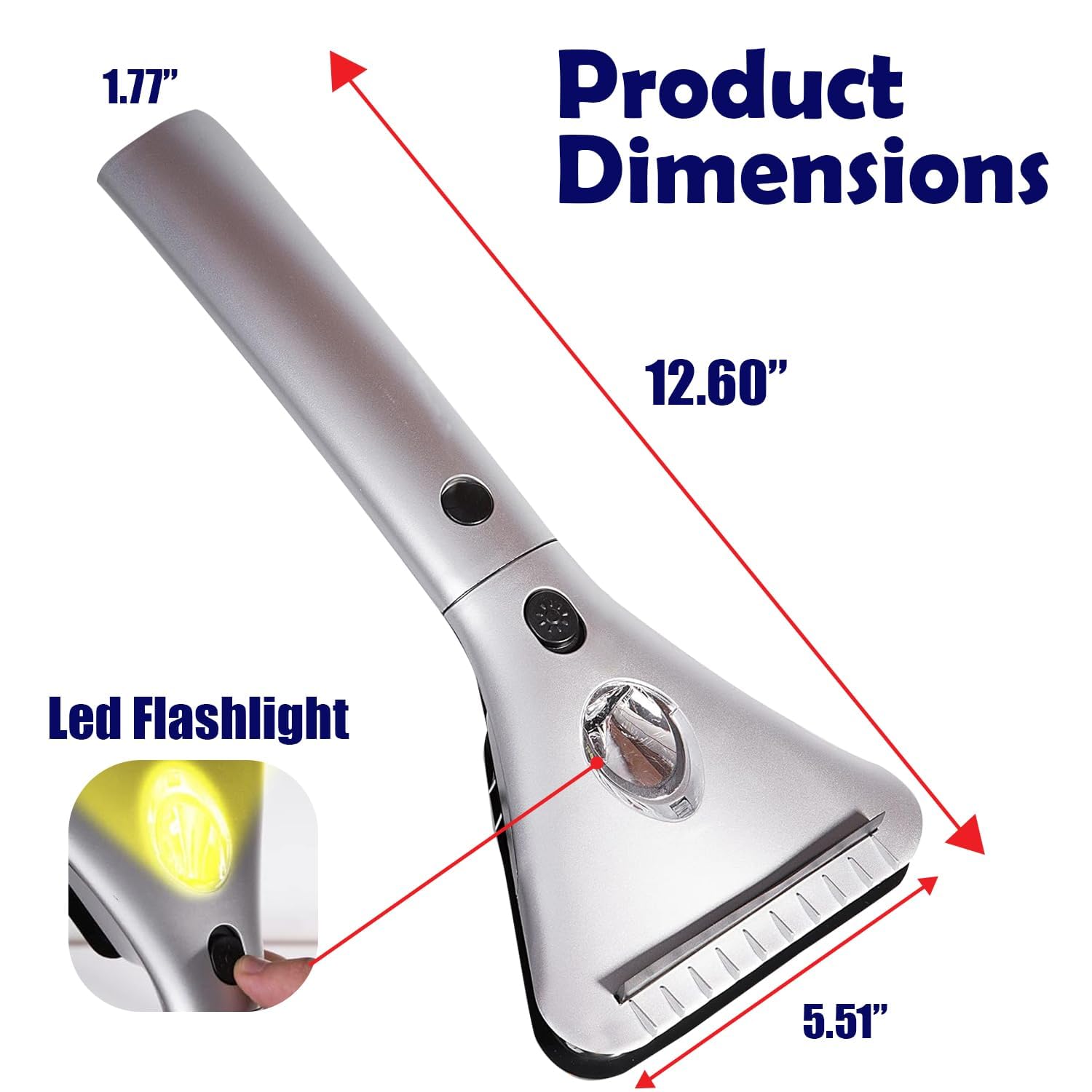 ZONETECH Heated Car Window Ice Scraper with LED Light-Extendable Auto Windshield Frost Remover 12V Plug into Cigarette Lighter E
