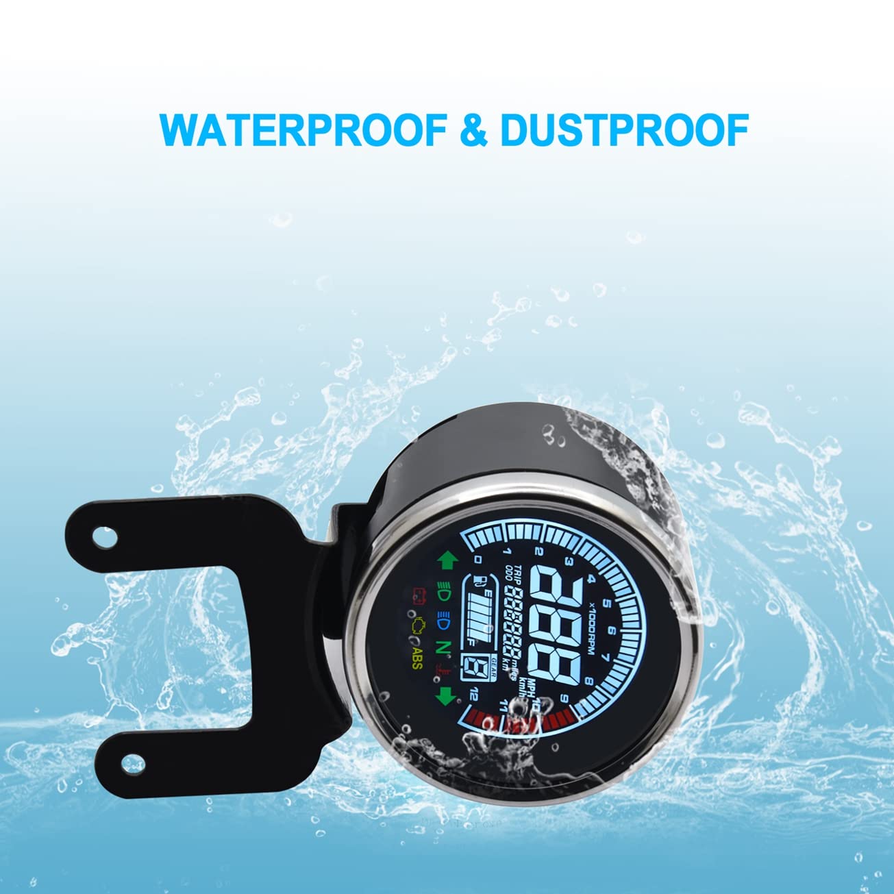 KAOLALI Motorcycle GPS Speedometer - 12V LCD Digital Odometer, Tachometer & Fuel Gauge for Accurate Speed Tracking and Performance Monitoring