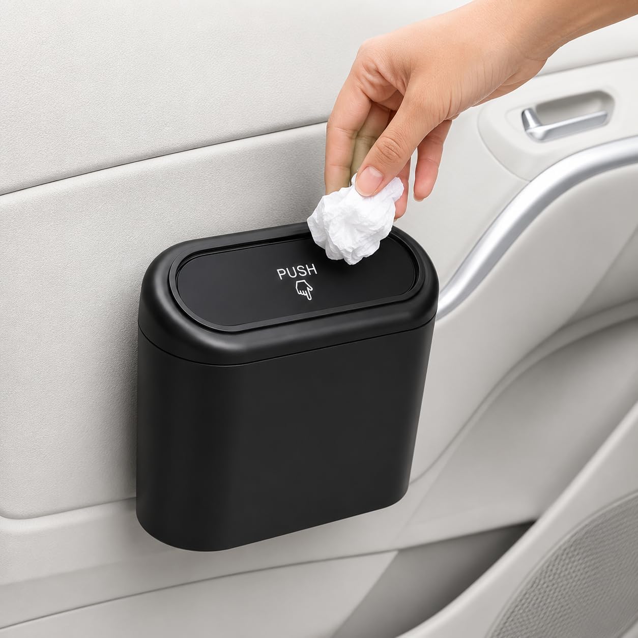 RUDRA IMPEX car mini car dustbin accessories for Car Trash Bin Can Holder Dustbin Hanging: Black Automotive Garbage Can Bin Tras