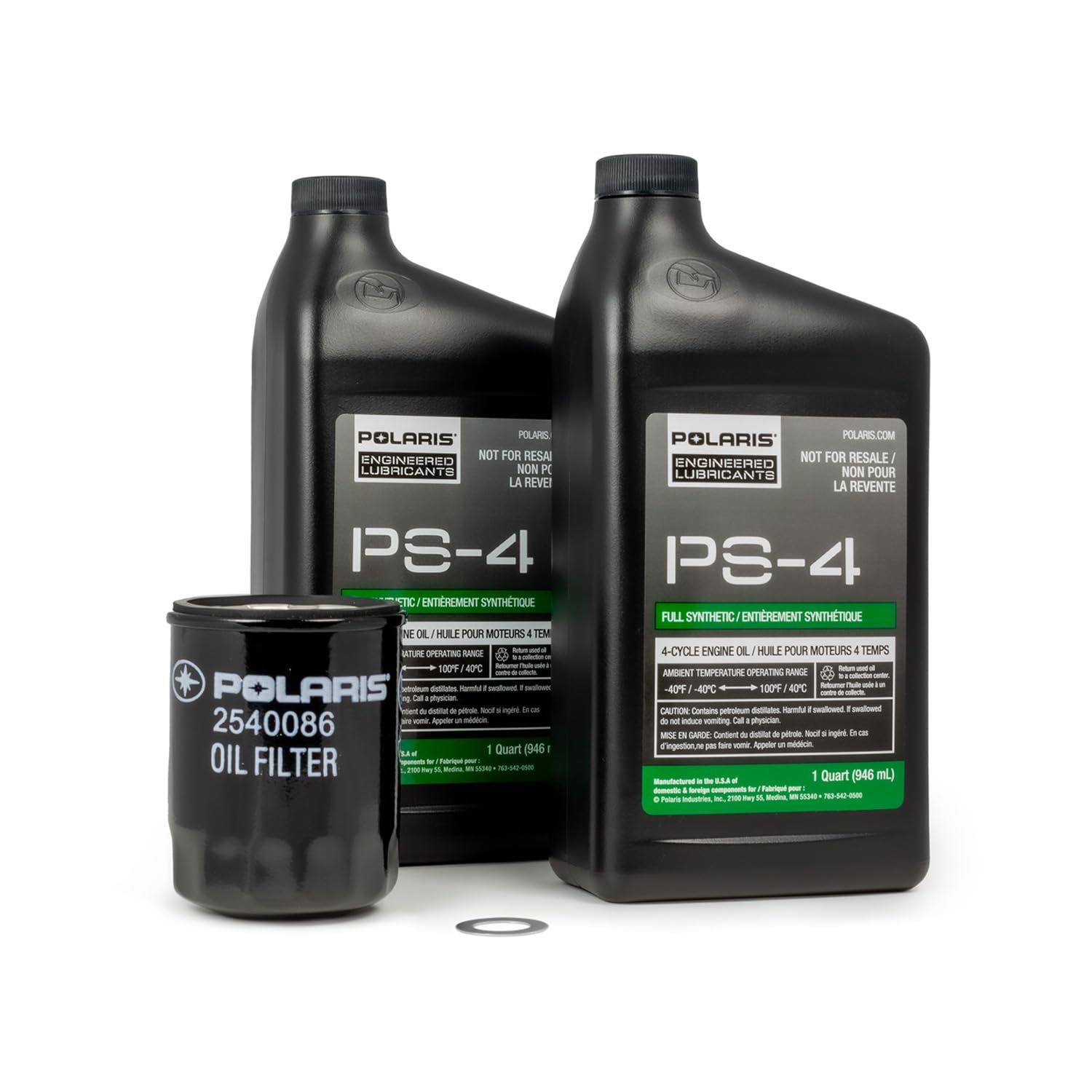 Polaris Ps4 Oil Change Kit For Specific Ranger, Rzr, Sportsman, Ace 570 Models With 4 Stroke Engine, Includes 2 Quarts Of Ps-4 5