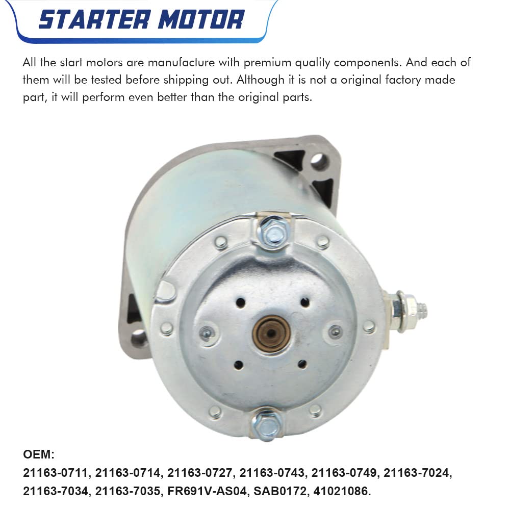 Starter Motor Compatible with Kawasaki Cub Cadet Mower FS541V FR600V FR691V FR730V FR730V FR651V FS481V 21163-0749, 21163-0711,
