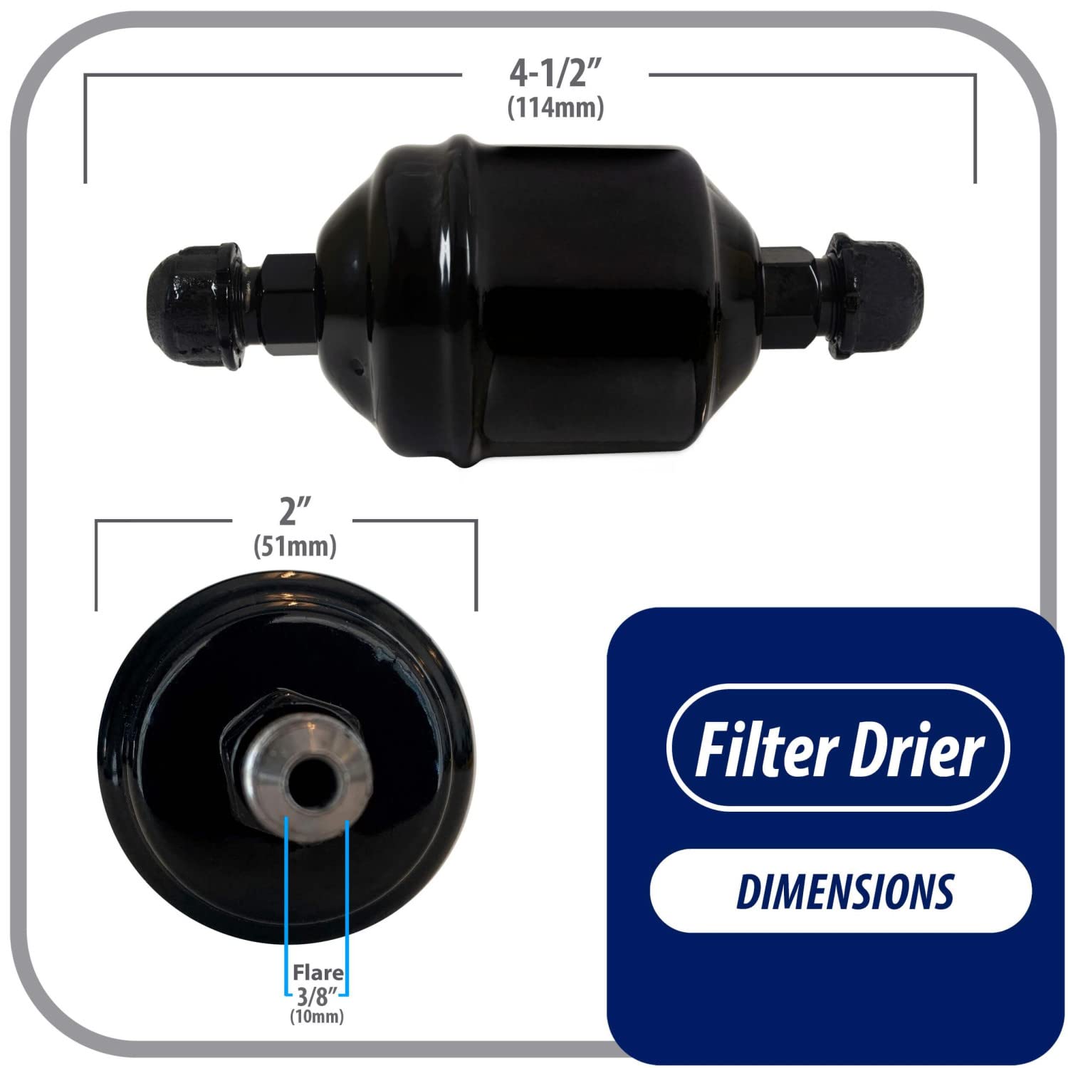 Appli Parts Apfd-053 3/8 In Liquid Line Refrigerant Ac Filter Drier Hvac Refrigeration 053 Sae Flare Connection Universal Unidir