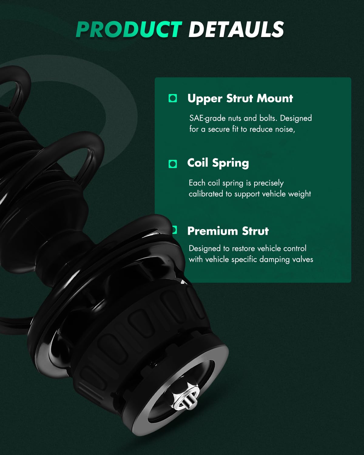 Scitoo - Front Complete Strut & Coil Spring Assembly Fits 2012-2017 For Hyundai Accent With 172707 172706 - Set Of 2