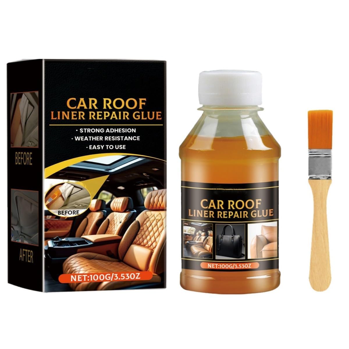 100ml Headliner Repair Glue,Car Headliner Adhesive,Leather Repair, with Brush, Suitable for Various Repairs, Car Roof Fabric Adh