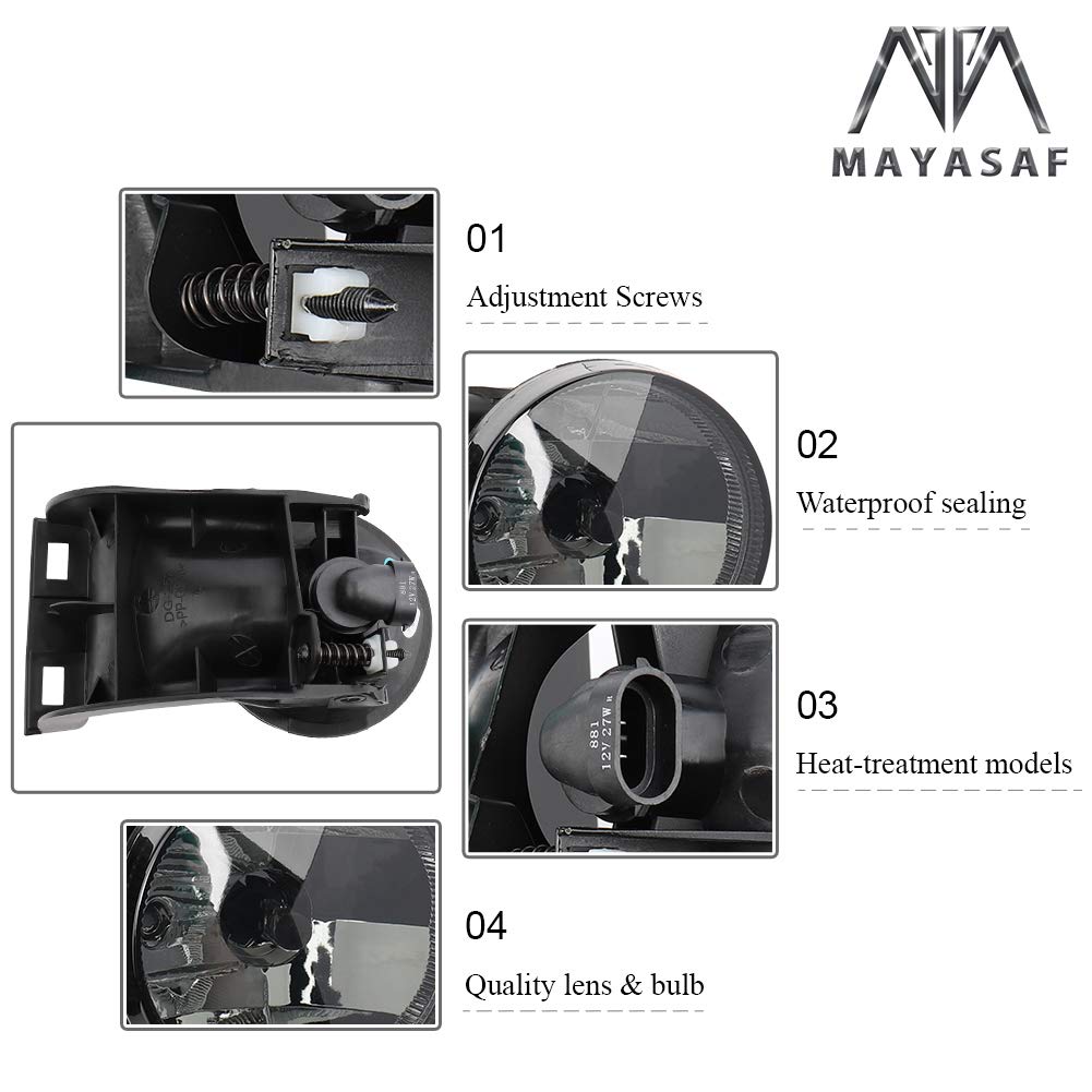 Mayasaf Smoked Lens Fog Light For Dodge Replacement Fog Lamp Assembly Fit For 1994-2001 Ram 1500, 1994-2002 Ram 2500, 1994-2002