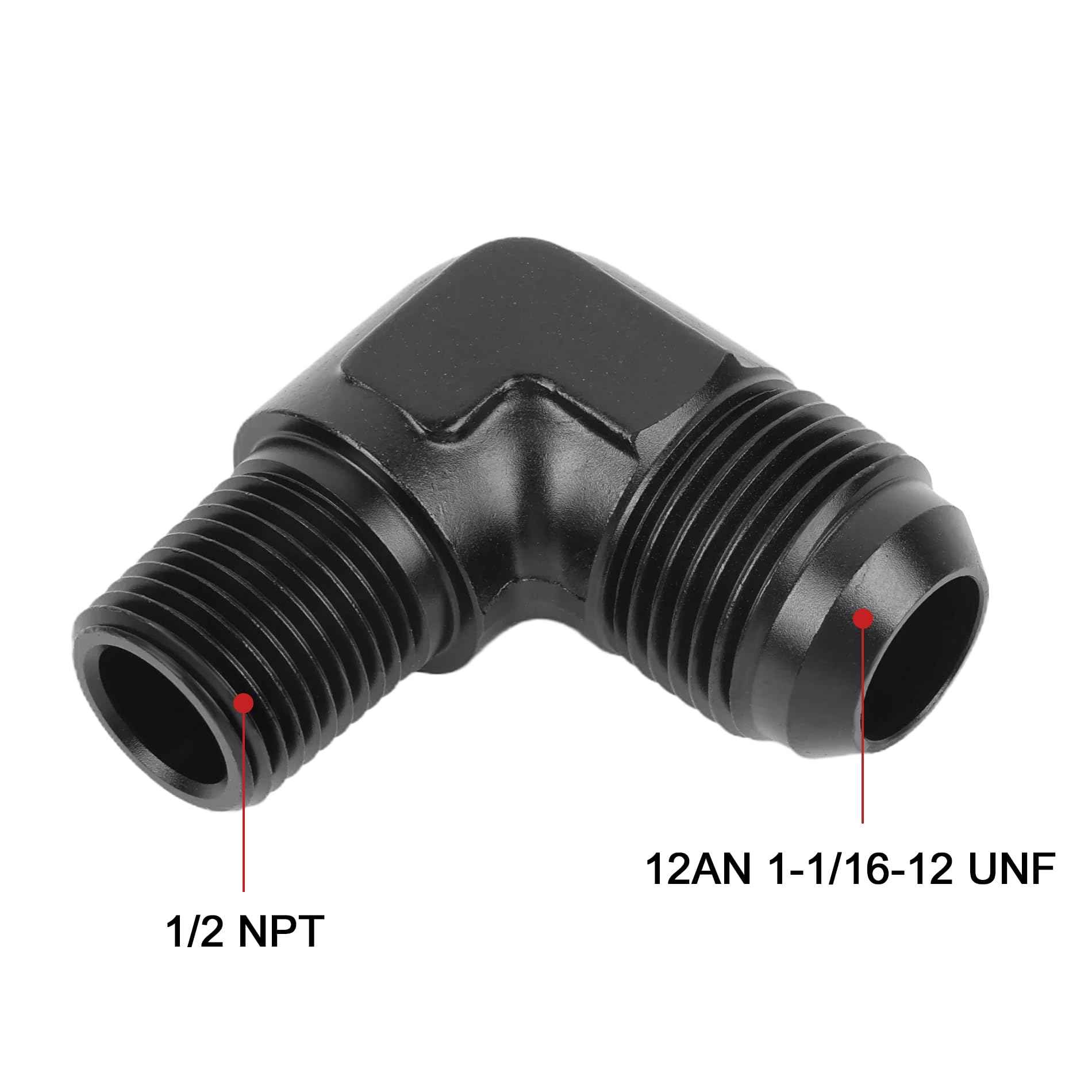 Evil Energy 12An Male Flare To 1/2'' Npt Pipe 90 Degree Fitting Adapter Aluminum Black