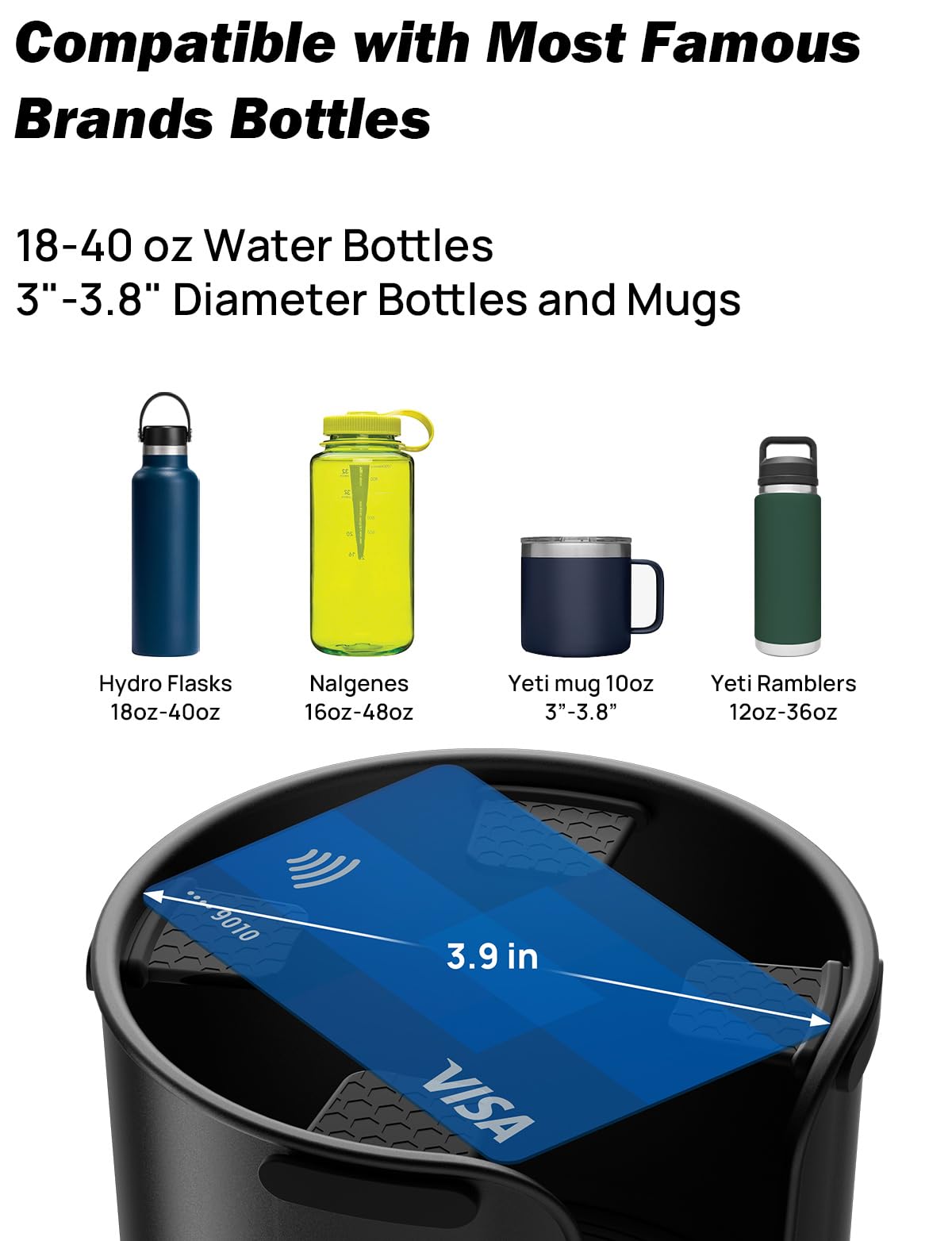 Joytutus 2 Pack Car Cup Holder Expander With Offset Base, Compatible With Yeti, Hydro Flask, Nalgene, Cup Holder Expander For Car Hold 18-40 Oz Bottles And Mugs, Other Bottles In 3.4-3.8