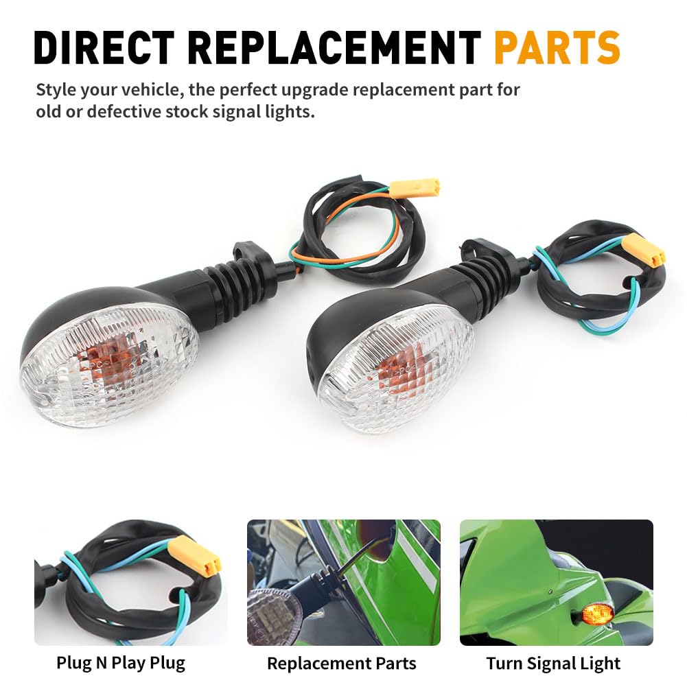 GZYF 1 Pair Motorcycle Turn Signal Indicator Light Lamp for KAWASAKI NINJA 250R 2008-2012 / KLX 250SF 2009-2010 / KLX250S 2009-2