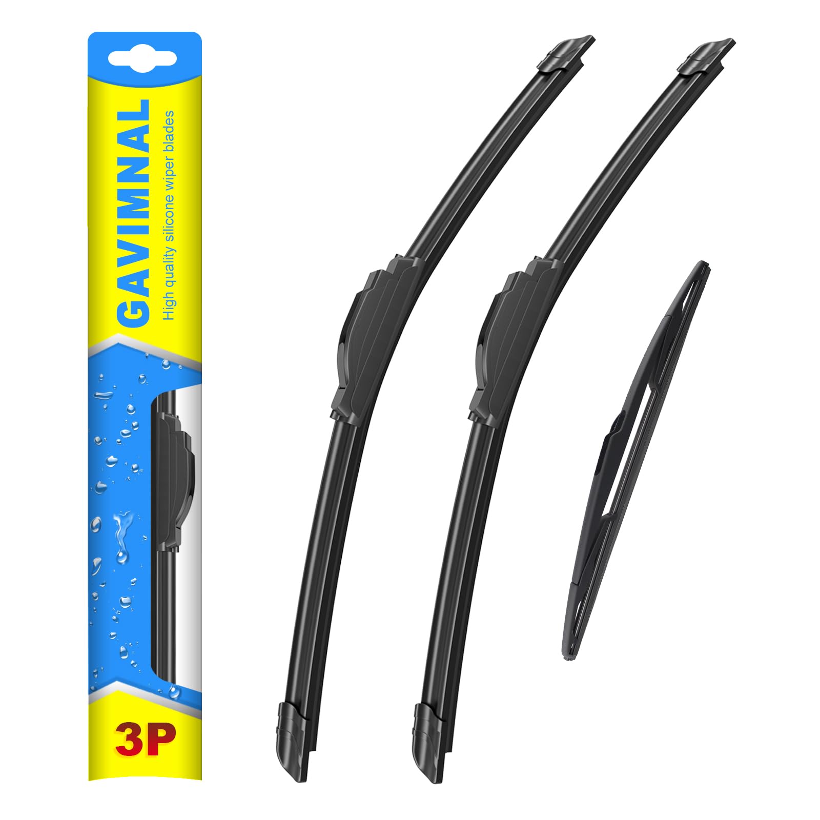 Gavimnal 26''+20''+14'' Silicone Wiper Blades Replacement For Ford Edge 2007-2014,All-Season Front Rear Windshield Wiper Blades(