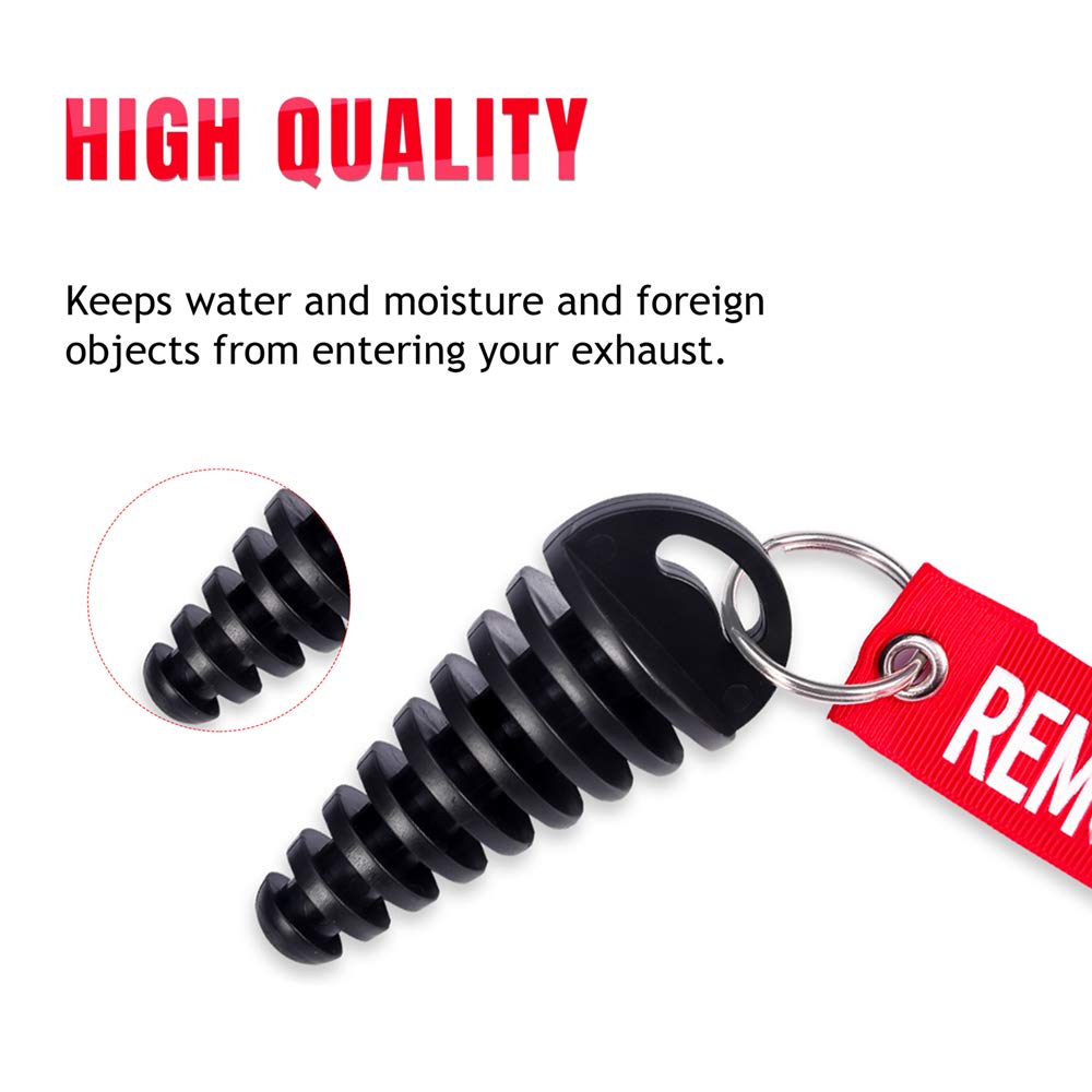 Melife 0.6''-1.5'' Muffler Exhaust Wash Plug, Motorcycle Dirt Bike 2 Stroke With Keychain Tag With Key Ring Engine Atv Quad Rubb