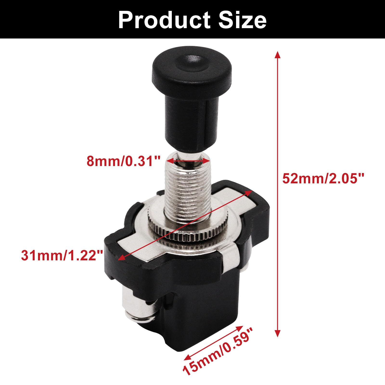 S Sydien Golf Cart Light Switch 3Pcs Push Pull Switch 12V/24V 8Mm/0.31" Car Thread On-Off Push-Pull Push Button Universal Headlight Switch For Car Auto Golf Boat