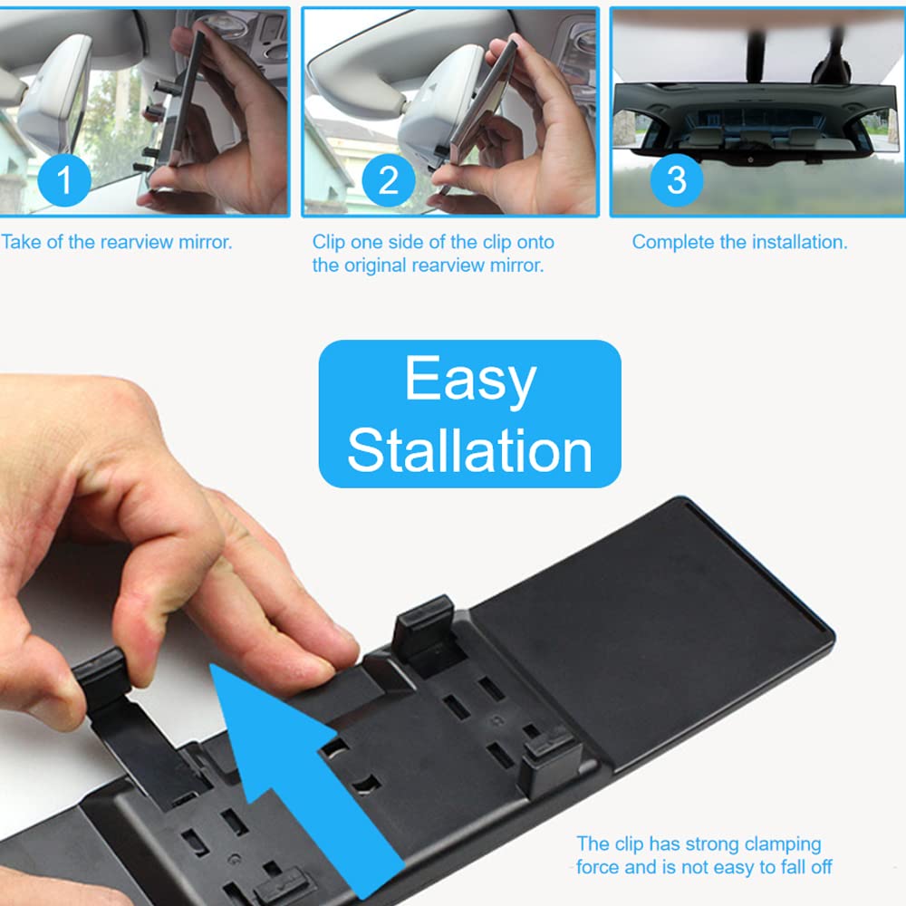 Obtanim Car Rearview Mirror 12 Inch Hd Glass Anti Glare Clip On Panoramic Wide Angle Car Interior Rear View Mirror Accessories F