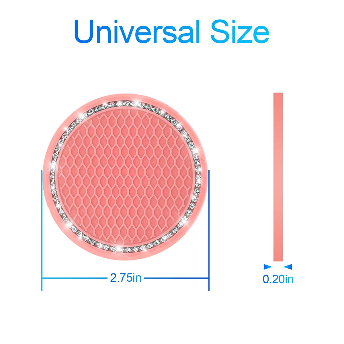 2Pcs Universal Bling Car Cup Coaster,Rhinestone Car Accessories 2.75 Inch Car Cup Holder Insert Mat Pad Set,Suitable For Most Car Interior (Pink3)