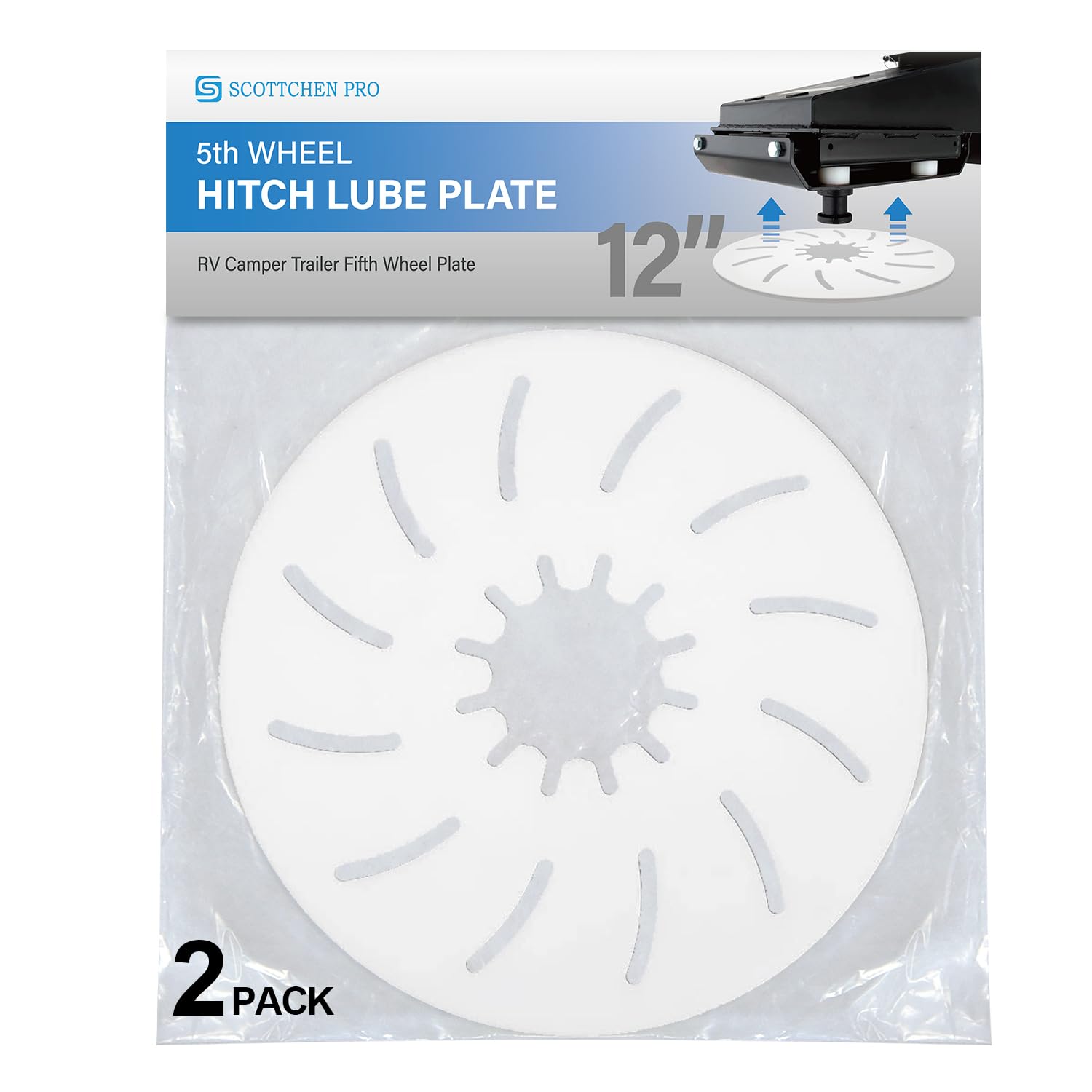 Scottchen Pro 5Th Wheel Hitch Lube Plate 12In Rv Camper Trailer Fifth Wheel Plate - 2Pack