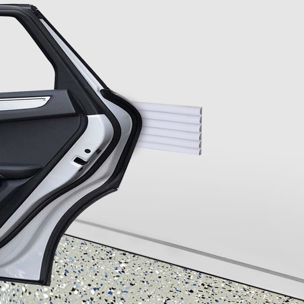 Rubber Bond Garage Wall Protectors 6 Pack - 2.75X15 Inches Strong Self-Adhesive Rubber Bumper Protectors For Garage Walls - Anti-Scratch And Waterproof Garage Wall Protector For Car Doors - White