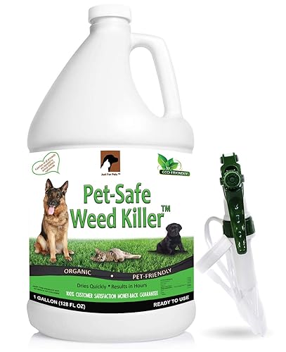 JUST FOR PETS Weed Killer Spray - NO Glyphosate, 128 oz Gallon, Safe for Pets