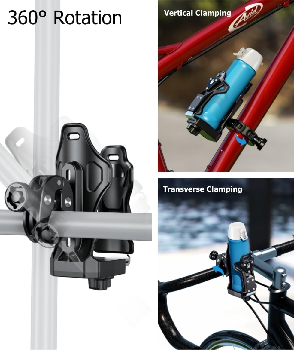 Kewig Anti-Theft Motorcycle Cup Holder, Extra Large Adjustable Size Bike Water Bottle Holder For 1.95 - 3.6'' Diameter Bottles,