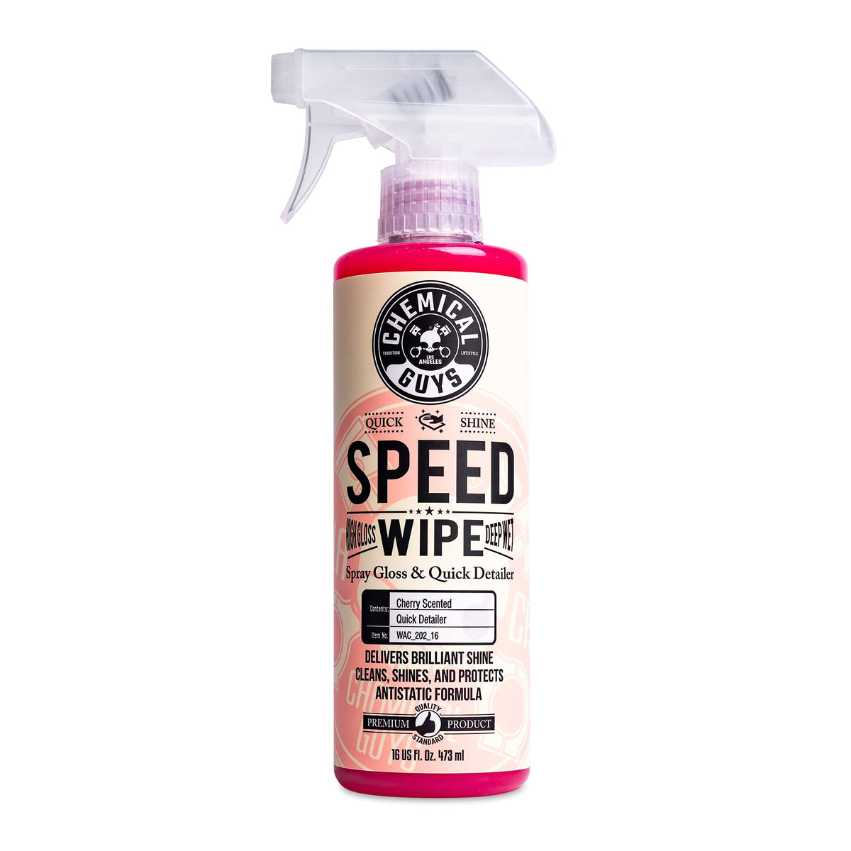 Chemical Guys Wac_202_16 Speed Wipe Quick Detailer, Safe For Cars, Trucks, Suvs, Motorcycles, Rvs & More, 16 Fl Oz, Cherry Scent