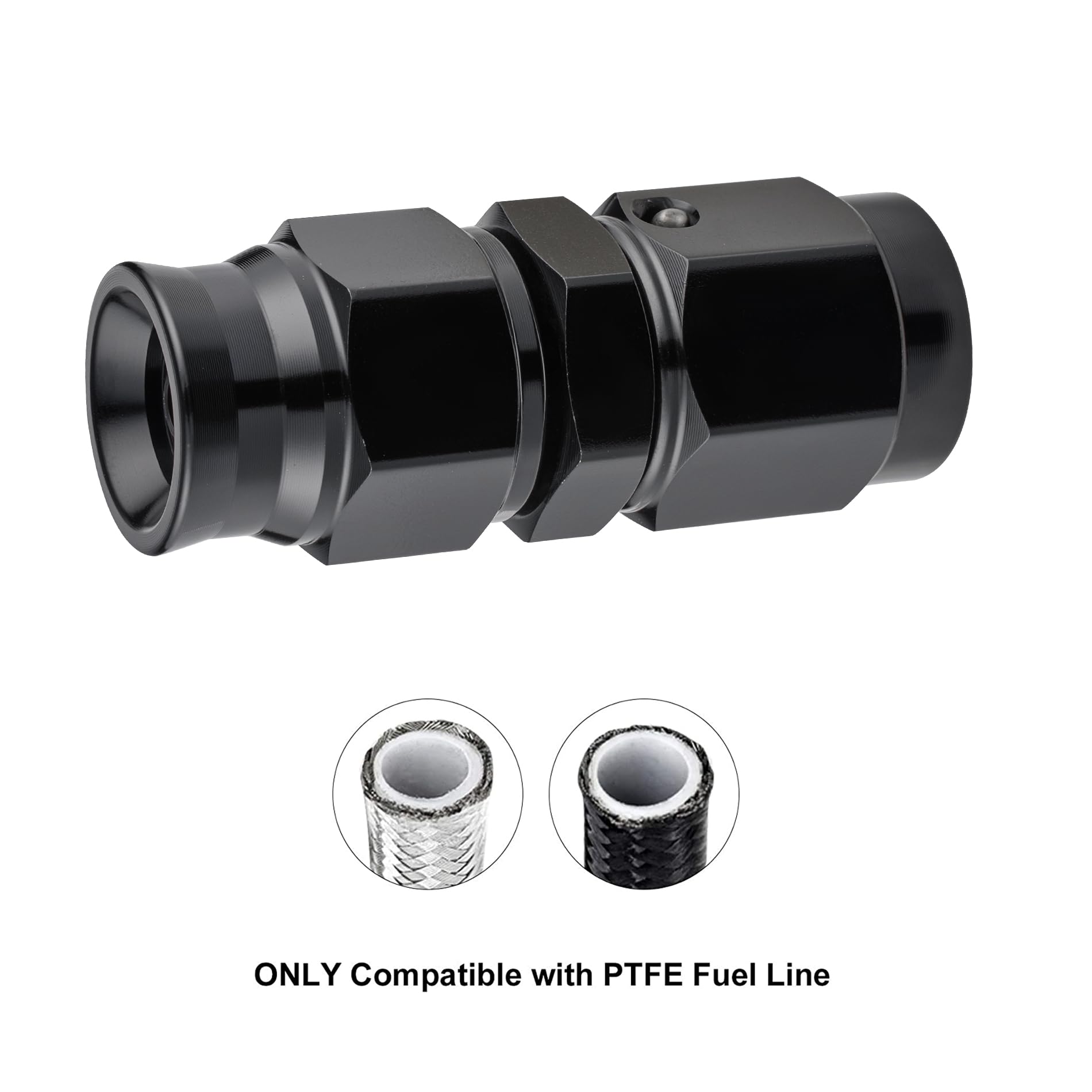 Evil Energy 3An Ptfe Hose End Fitting Straight Black For Ptfe Hose Only 2Pcs