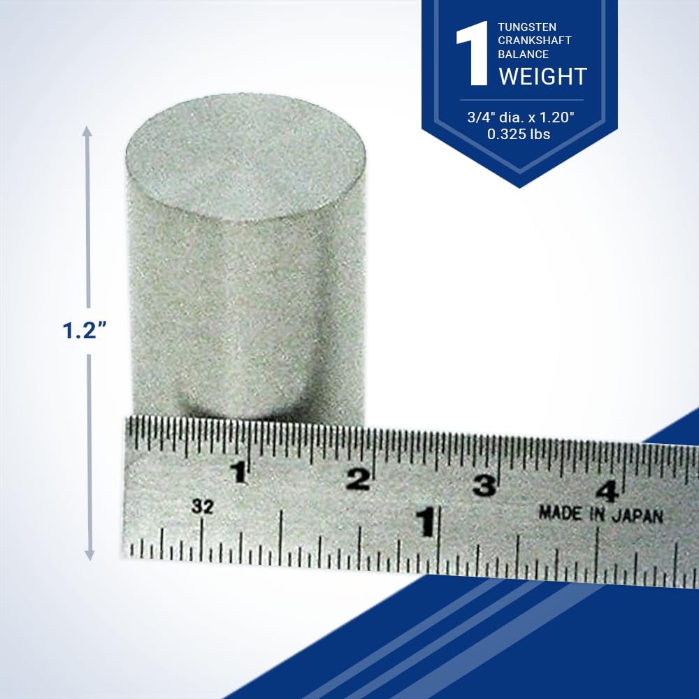 Tungsten Crankshaft Balance Weight, 0.325 Lbs - 3/4' Dia. X 1.20' - Sized To Press Fit
