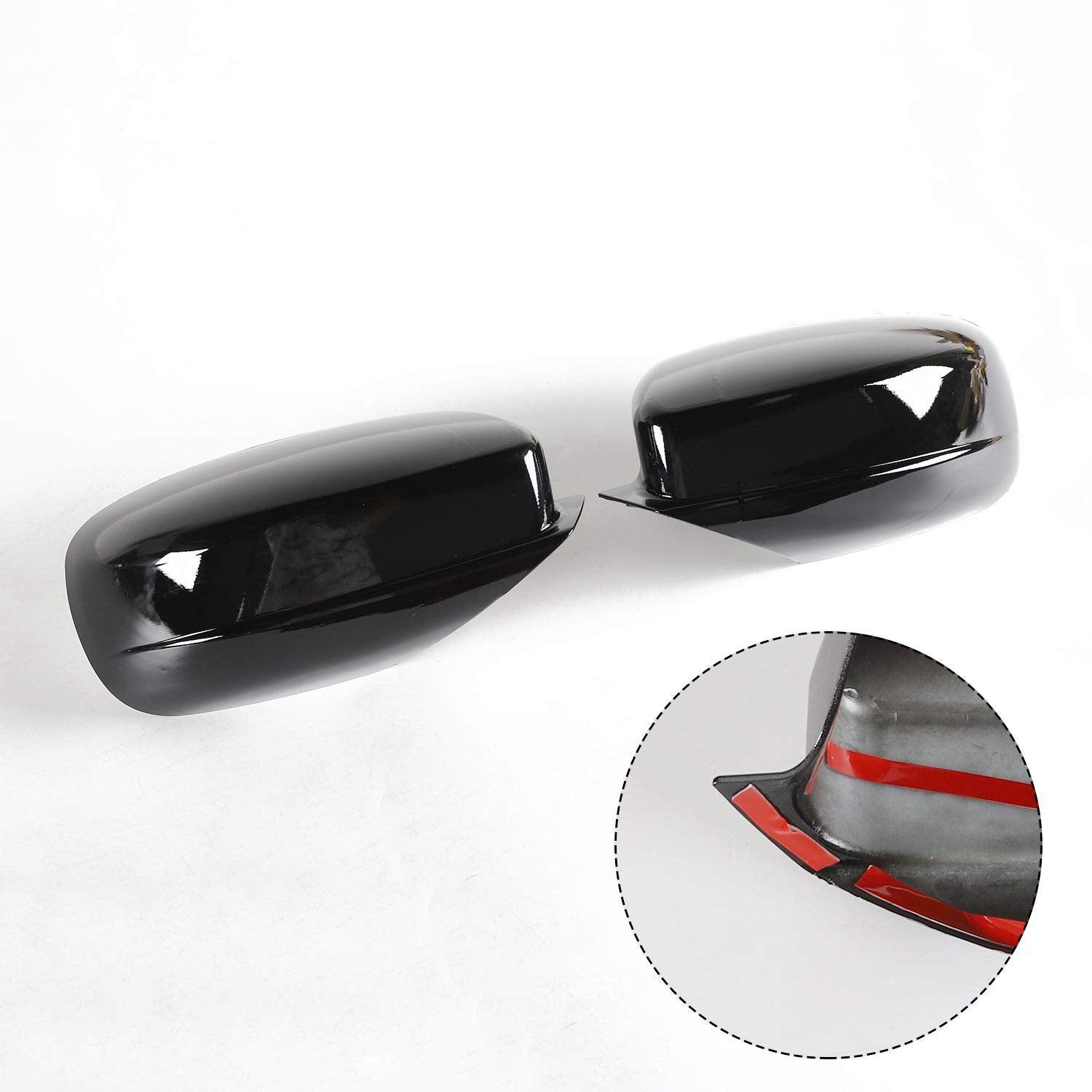 Voodonala For Charger Rearview Mirror Rear View Mirror Side Mirror Cover Decoration Trim Fit For 2010-2024+ Dodge Charger For Chrysler 300 300C Exterior Accessories, Black Abs 2Pcs