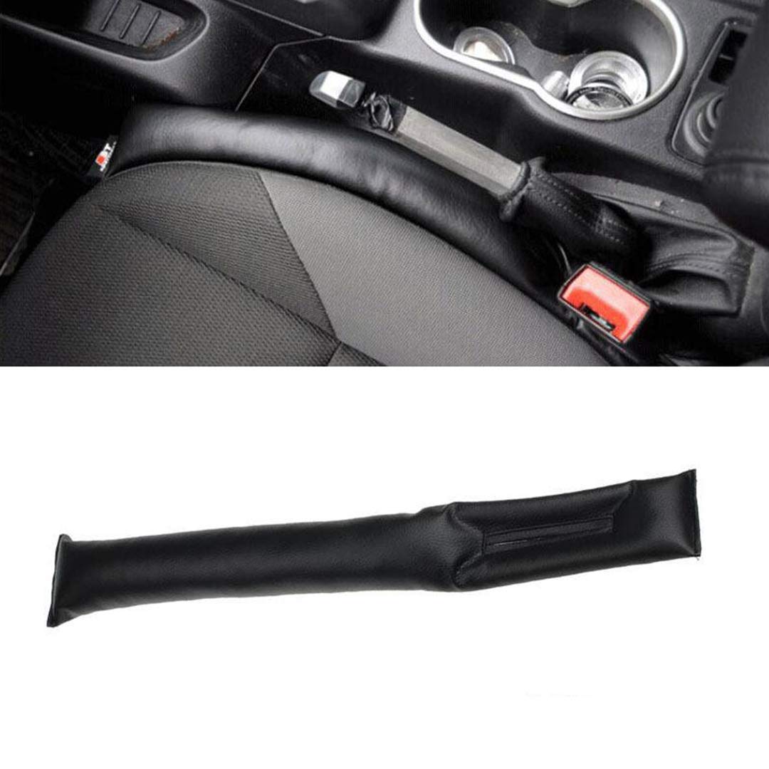 Auto Oprema Double Layer Leather Car Seat Gap/Spacer with Filling, Leak Proof (Set of 2) (Black) for