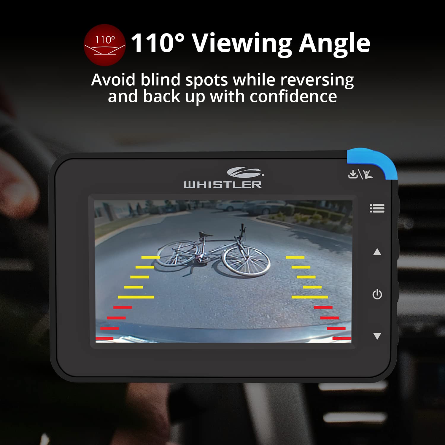 Whistler Backup Camera with 4.3" LCD Monitor, IP65 Weather Resistant, Solar Charging, 110° Wide View, Black