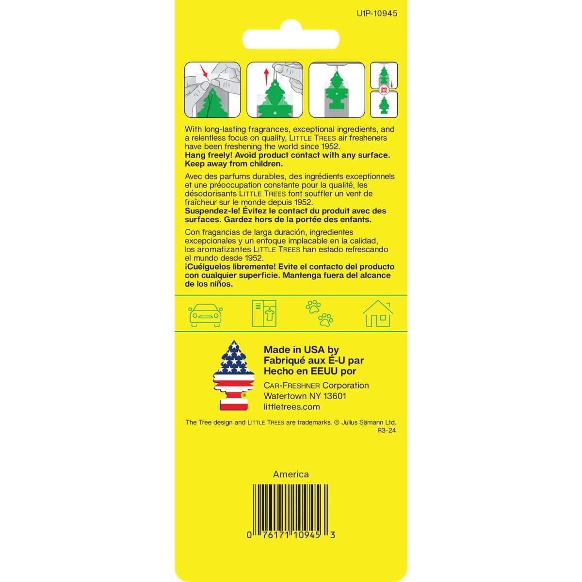 CAR-FRESHNER LITTLE TREES Car Air Freshener - Vanillaroma, Yellow, 1 Count, Model FBA_UVP10105-288