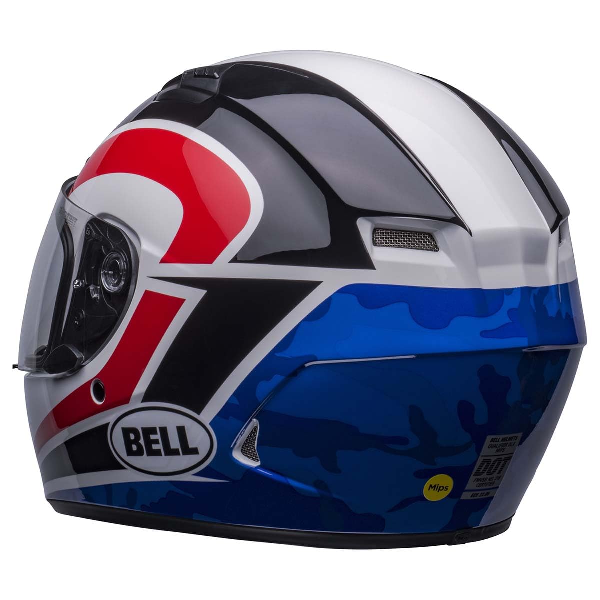 Bell Qualifier Dlx Mips Street Helmet (Gloss Blitz White/Blue Camo - Medium)