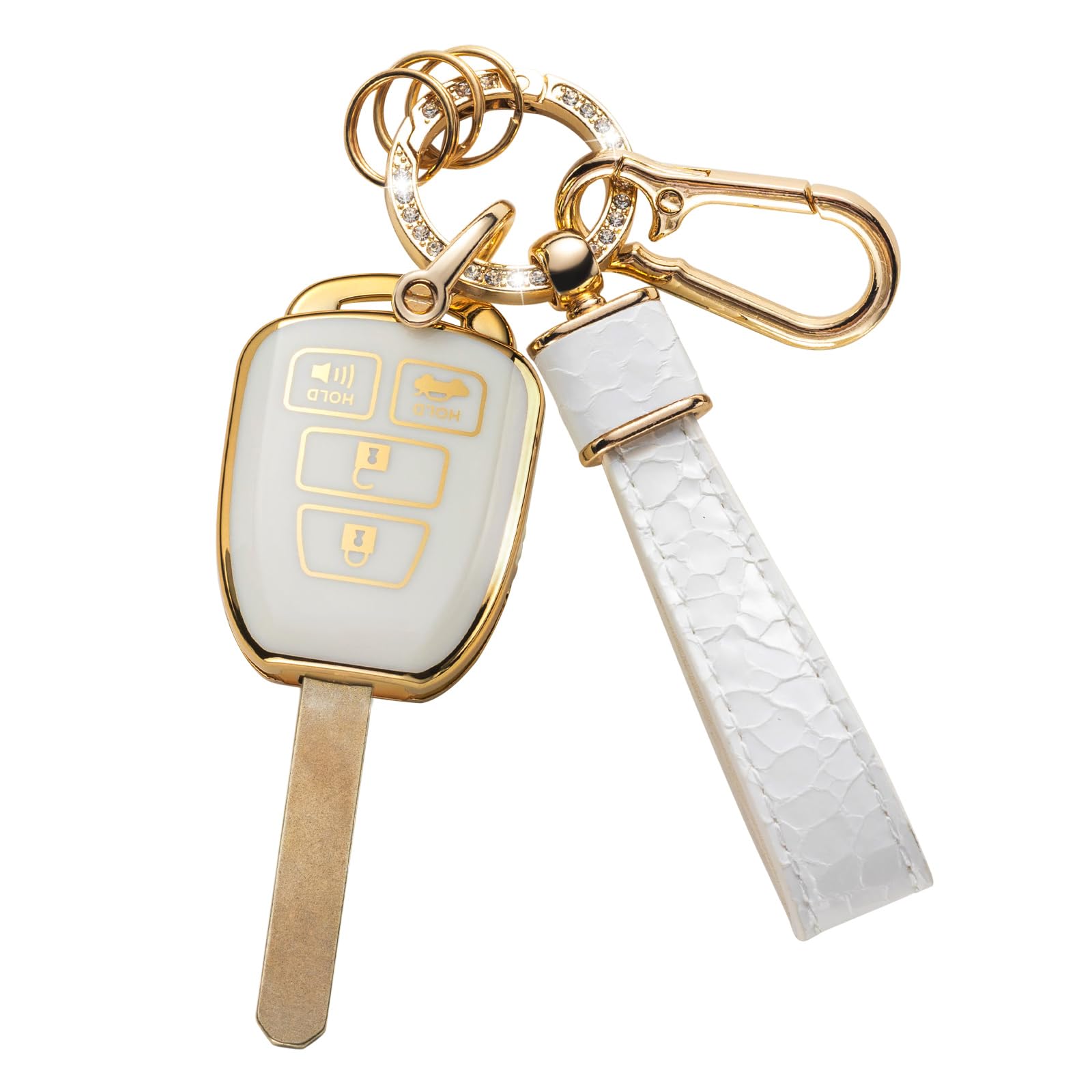 Cacarlike Toyota Fob Cover With Keychain, Car Fob Case Compatible With 2018-2024 Highlander Rav4 Camry Avalon C-Hr Corolla Gt86