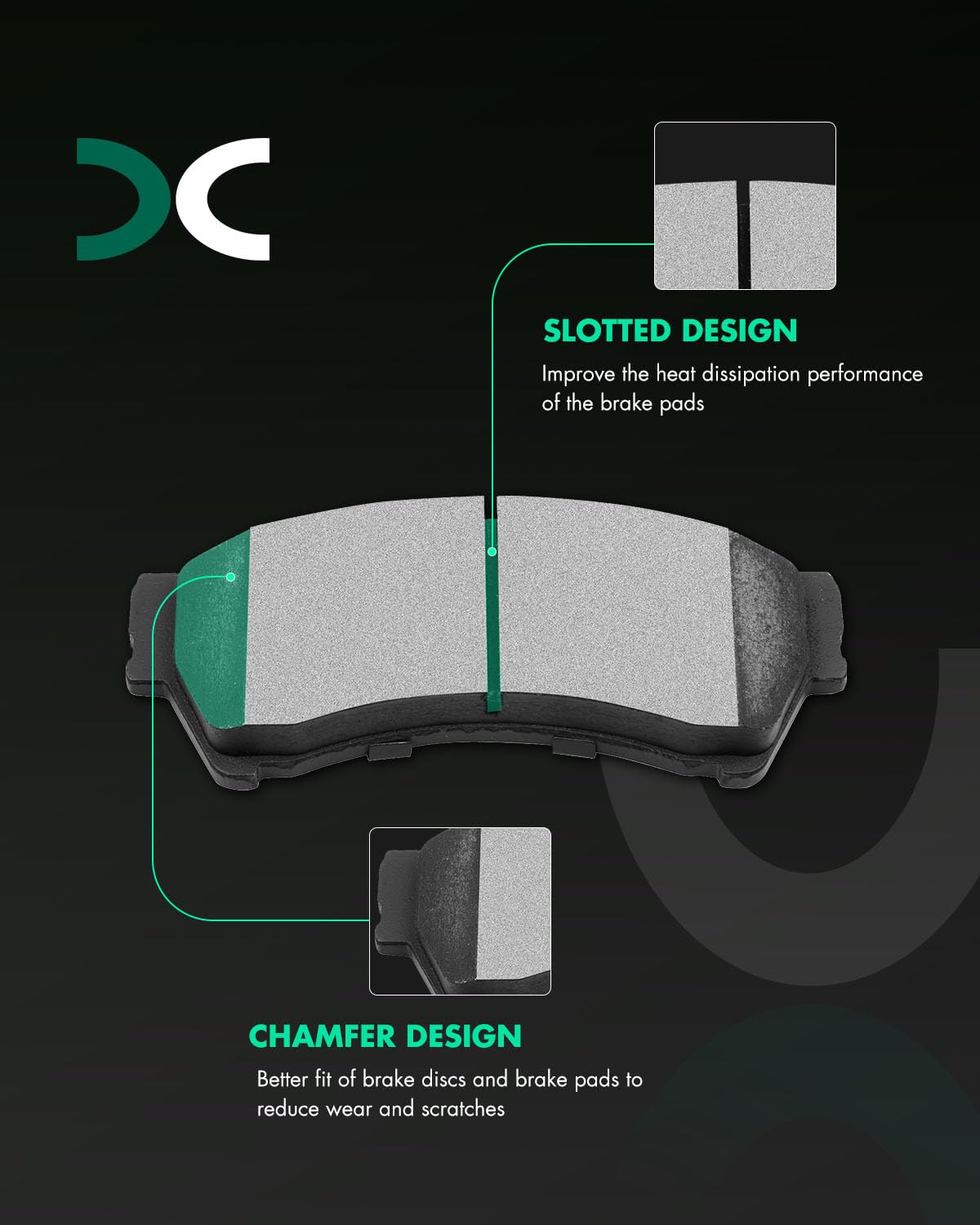 Scitoo D1164 Front Ceramic Brake Pads Sets Fit For Ford For Fusion 2006-2012,For Lincoln Mkz 2007-2012,For Lincoln Zephyr 2006,F