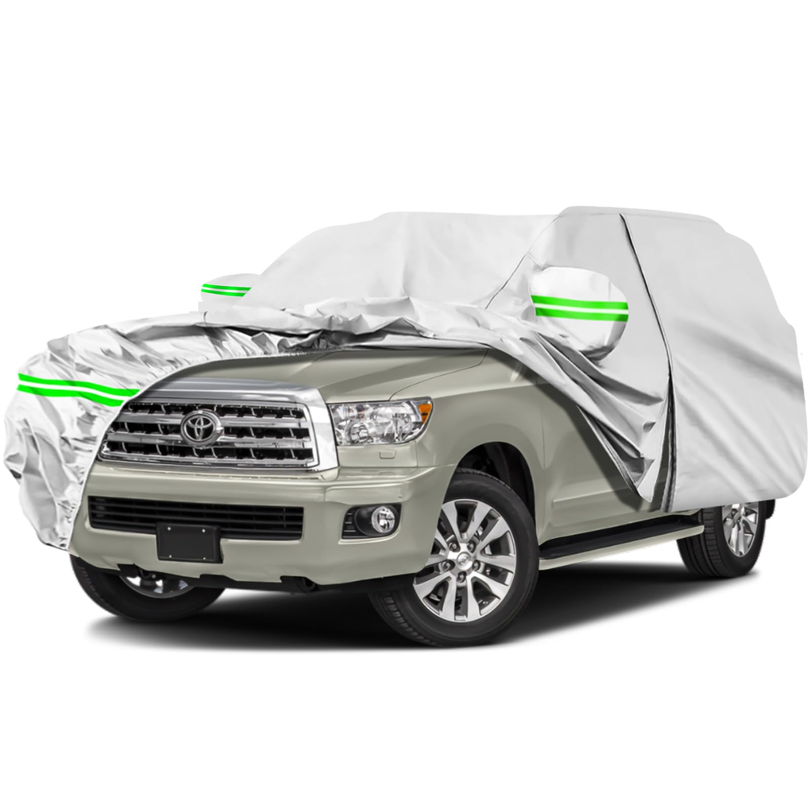 AROJAK Waterproof Car Cover Replace for Toyota Sequoia 2001-2023,190T All Weather Car Covers with Zipper Door,Windproof Bands fo