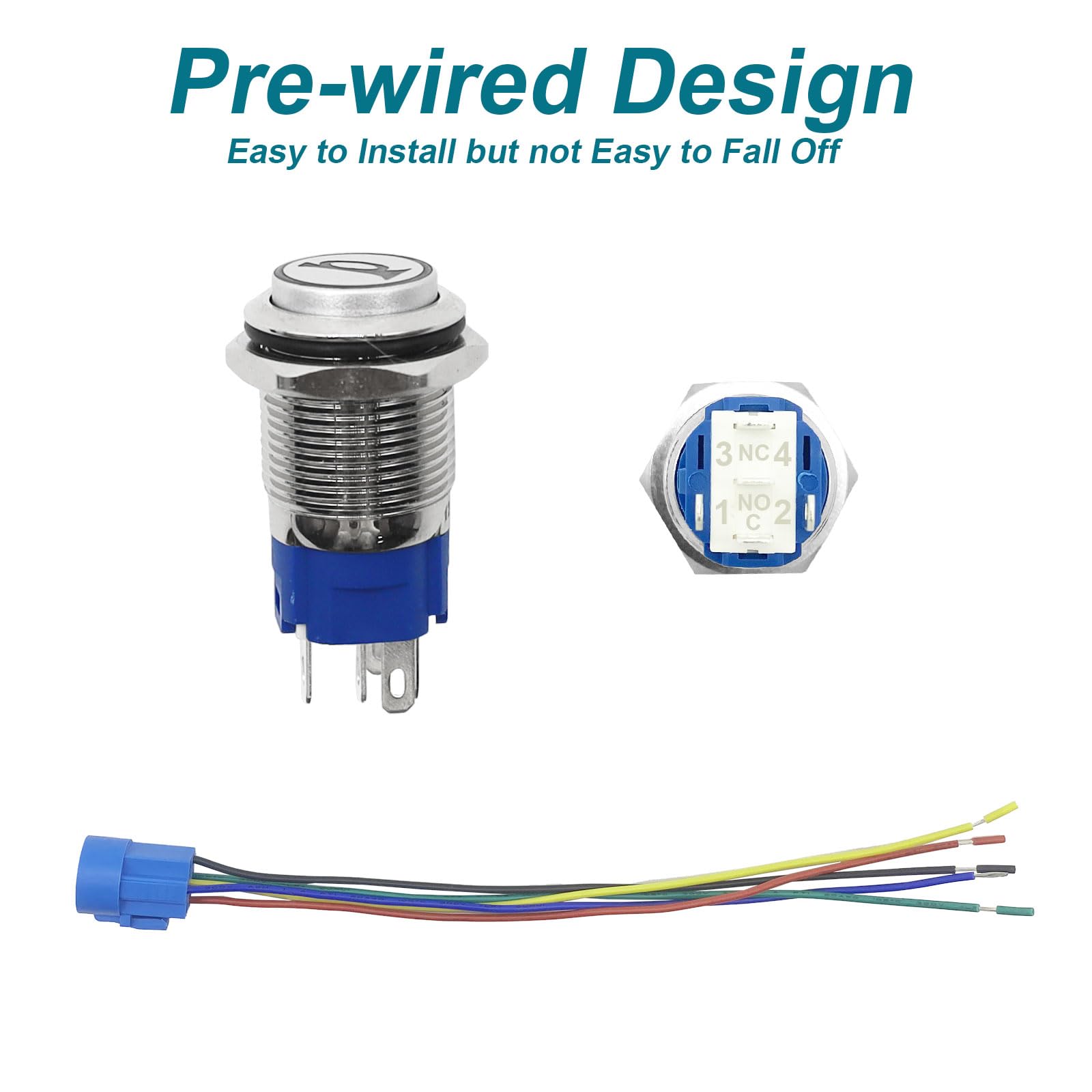 GEPHYNM 2PCS Horn Button, Momentary Push Button Switch, Horn Switch for Car Modification, Push Button Switch a Tail Plug Harness