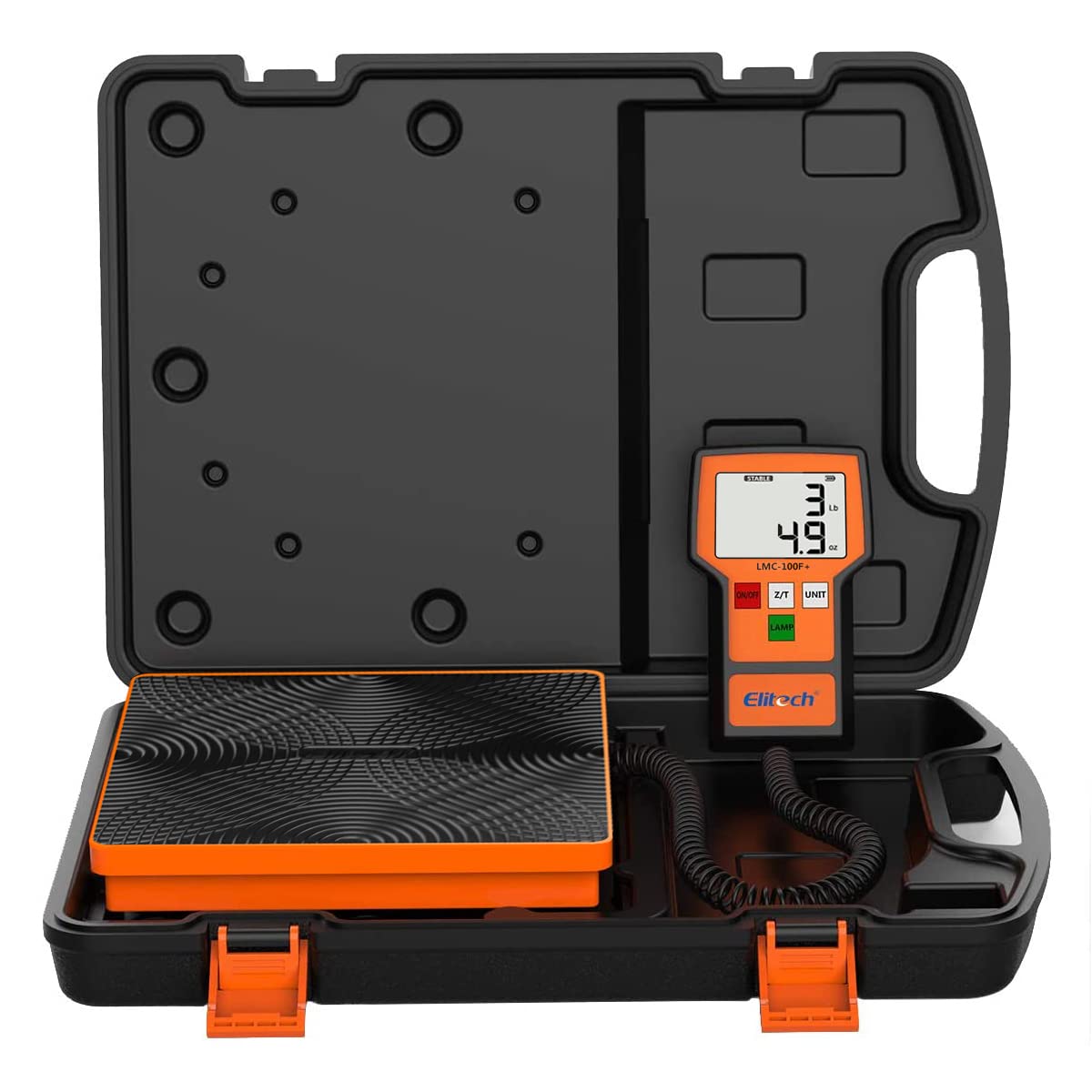 Elitech LMC-100F+ Refrigerant Charging Weight Scale 110Lbs Freon Scale High Precision for HVAC with Case