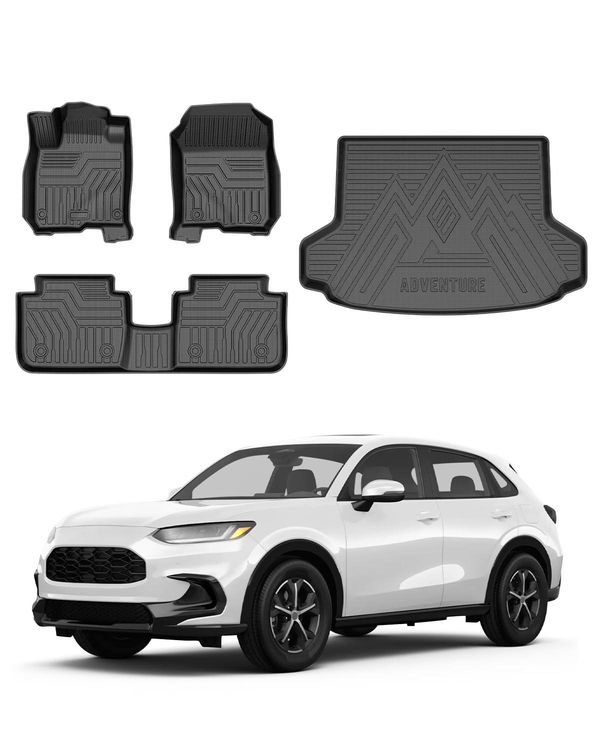 Powerty Floor Mats & Cargo Liner For 2023 2024 2025 Honda Hrv Hr-V Accessories Floor Mats 2 Row Liner Set All Weather Tpe 3D Flo